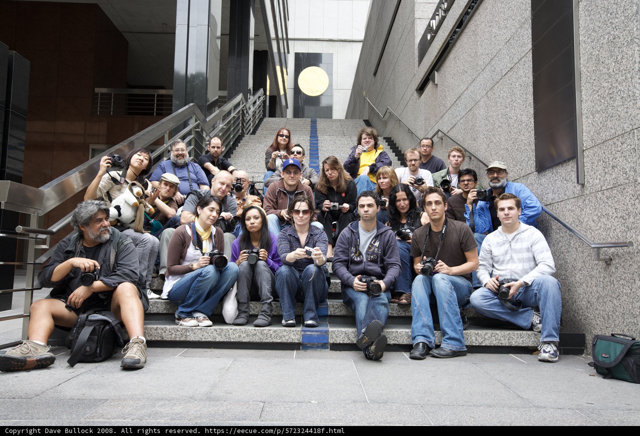 Group Relaxing at the College Steps