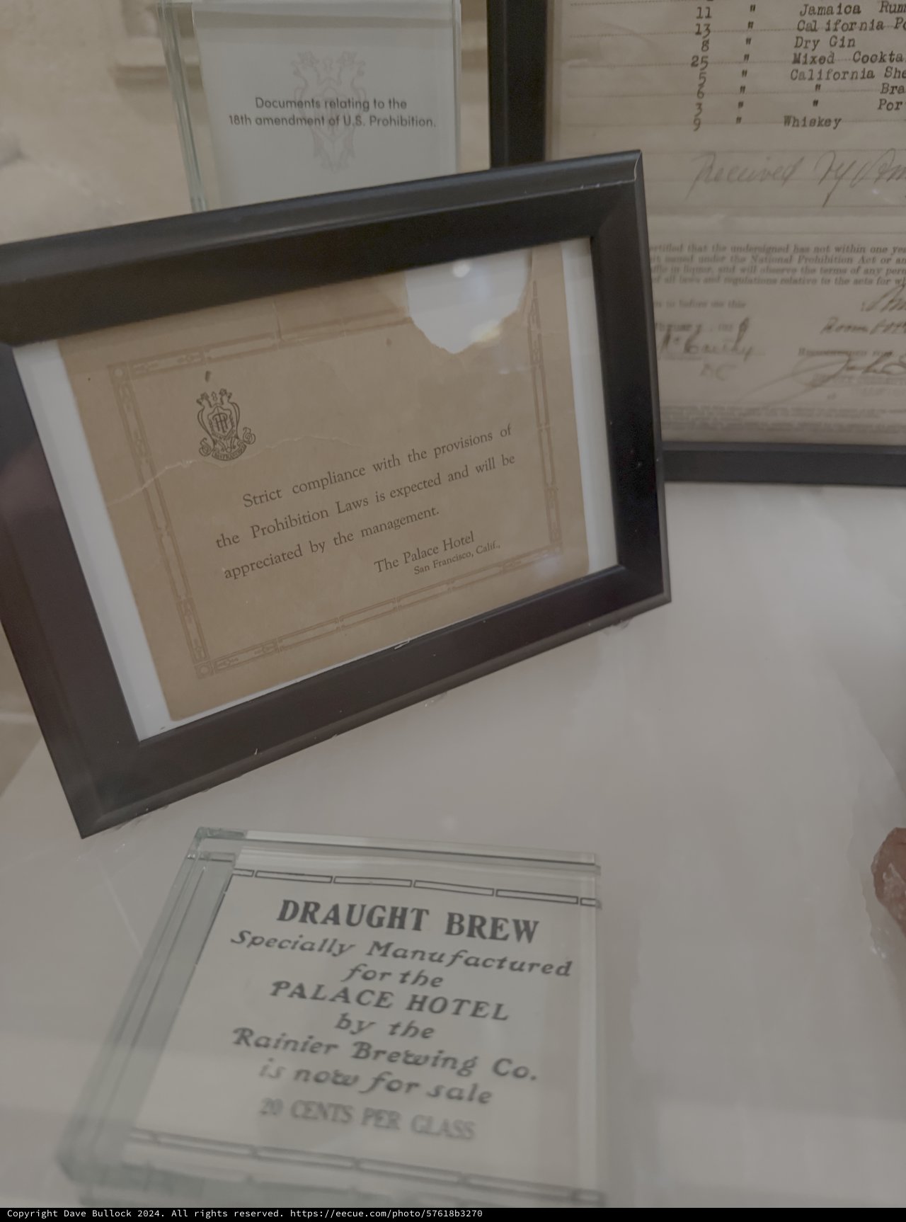Prohibition Era Documents and Hotel Memorabilia Display