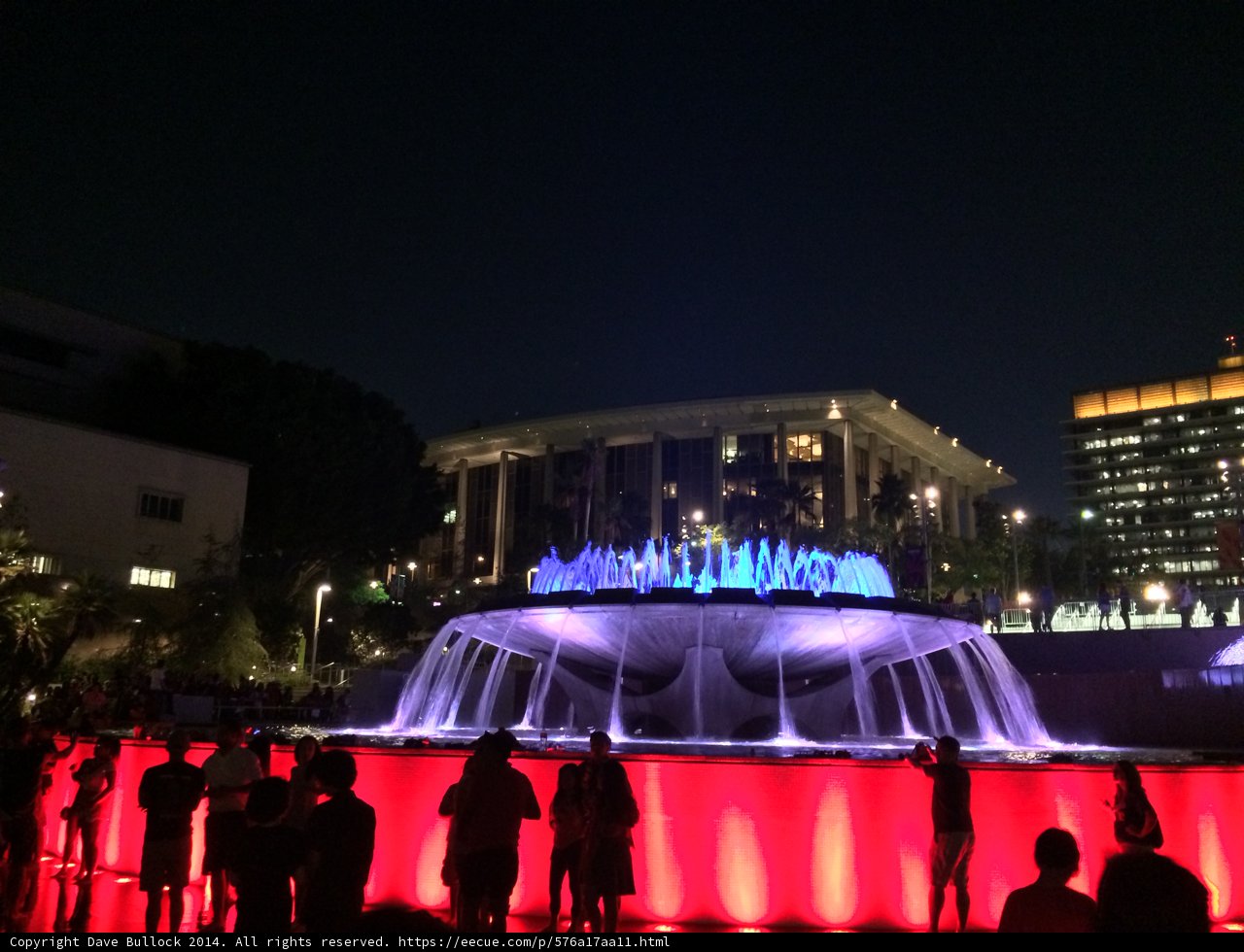Red-Lit Fountain Gathering