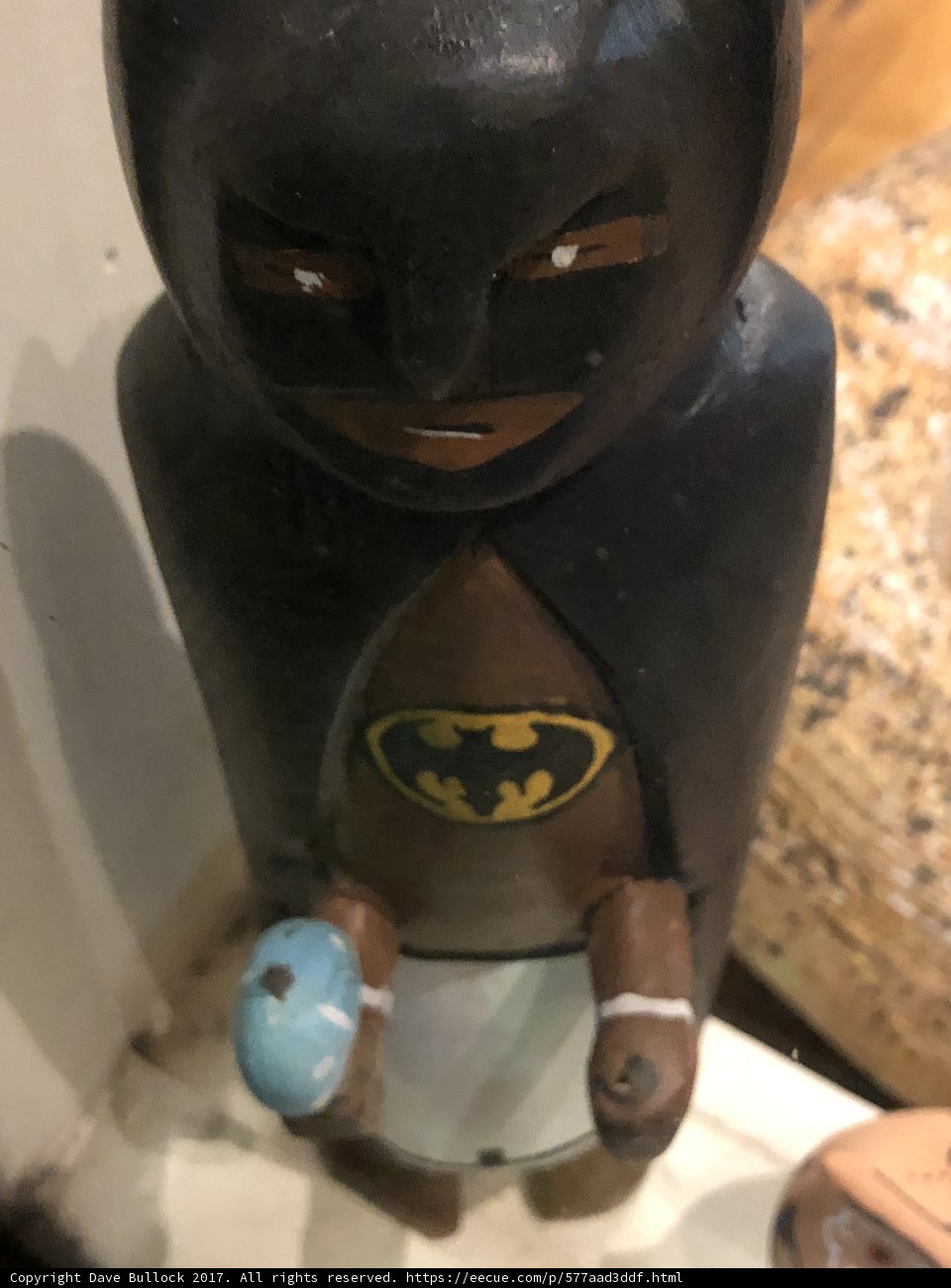 Wooden Batman with Ball Figurine