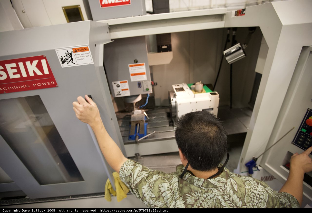 Factory Worker Busy at Machine