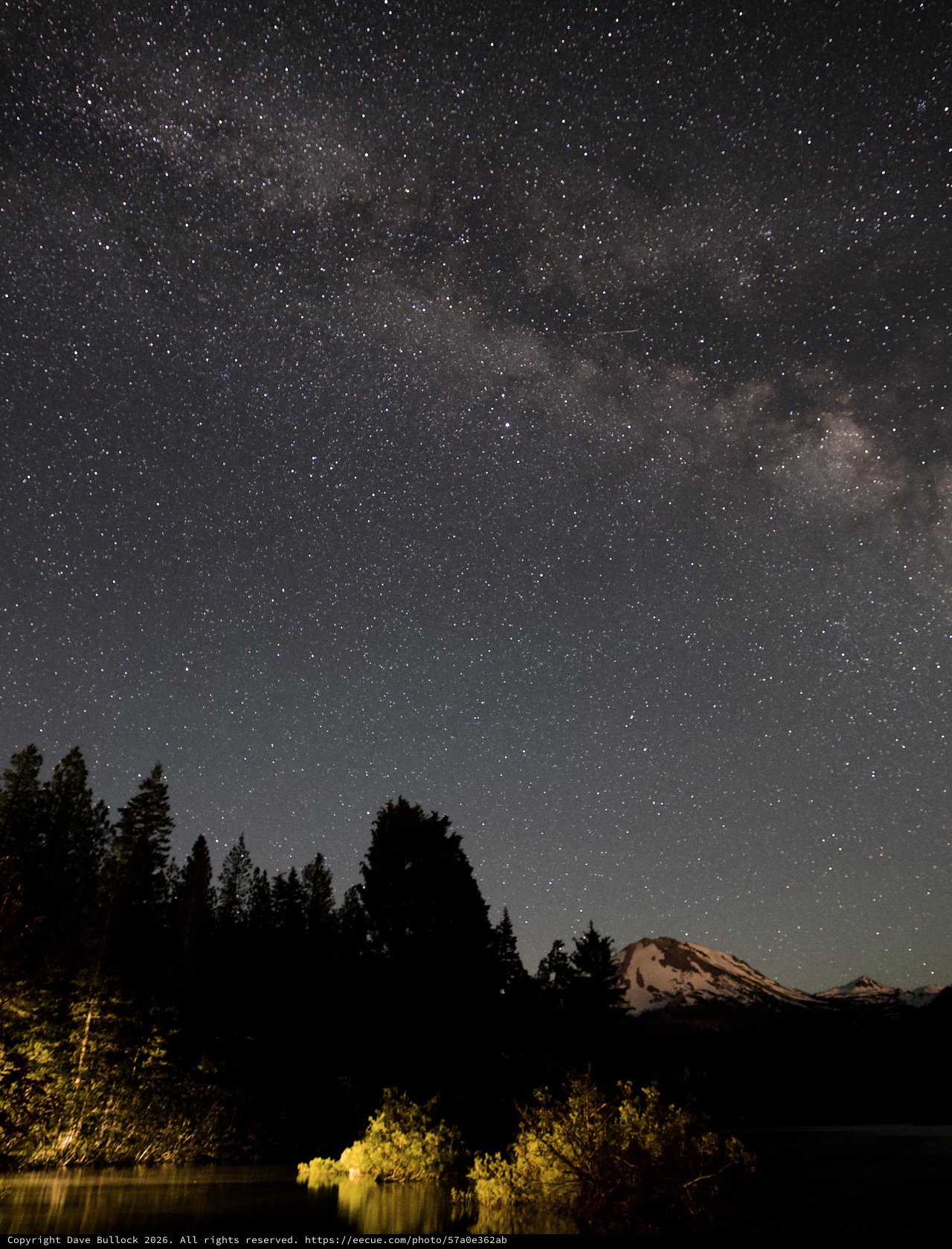 Milky Way Arches Over Mt. Lassen and Alpine Lake