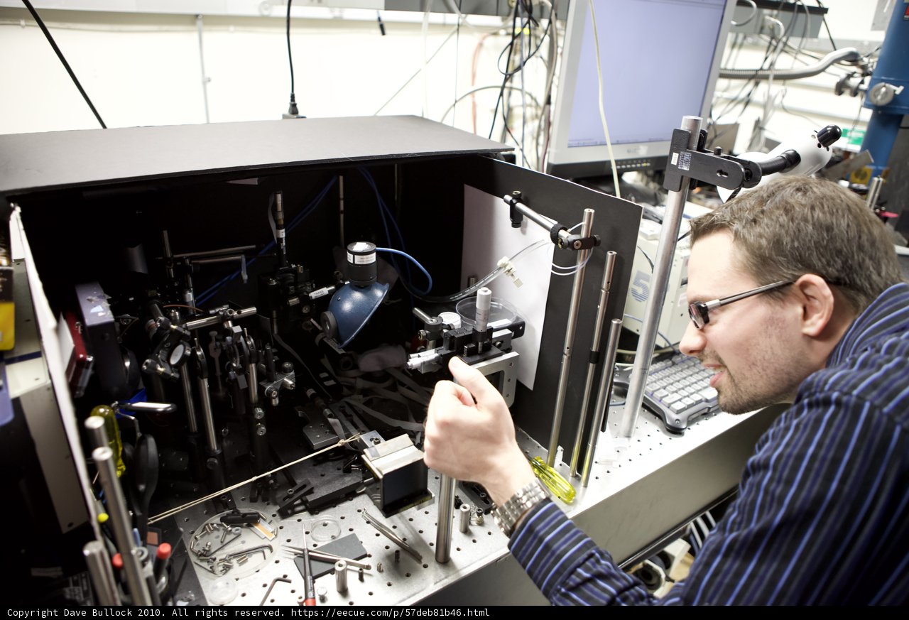 Working on Optical Equipment in the Lab