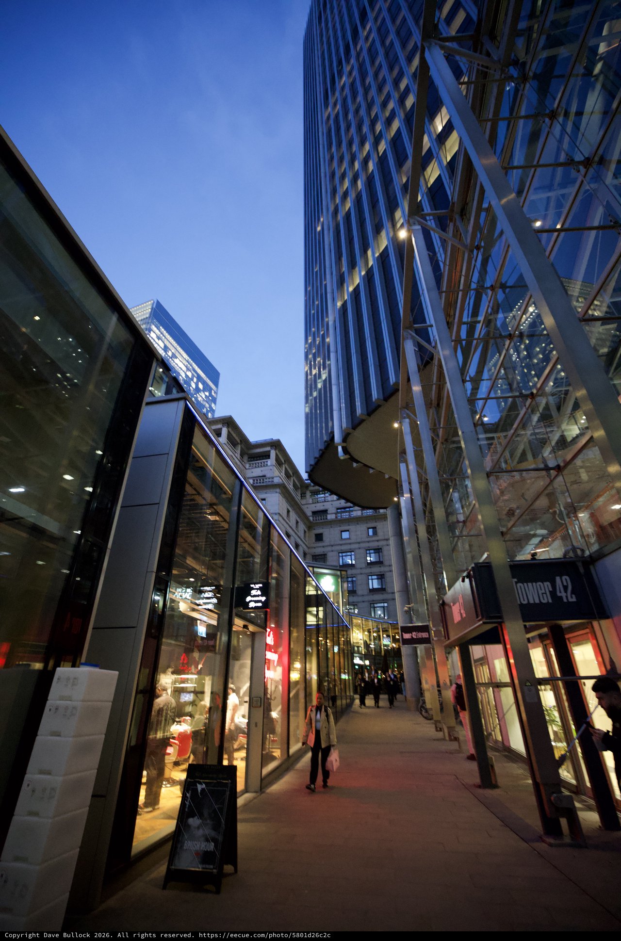 Modern Urban Shopping Corridor at Twilight