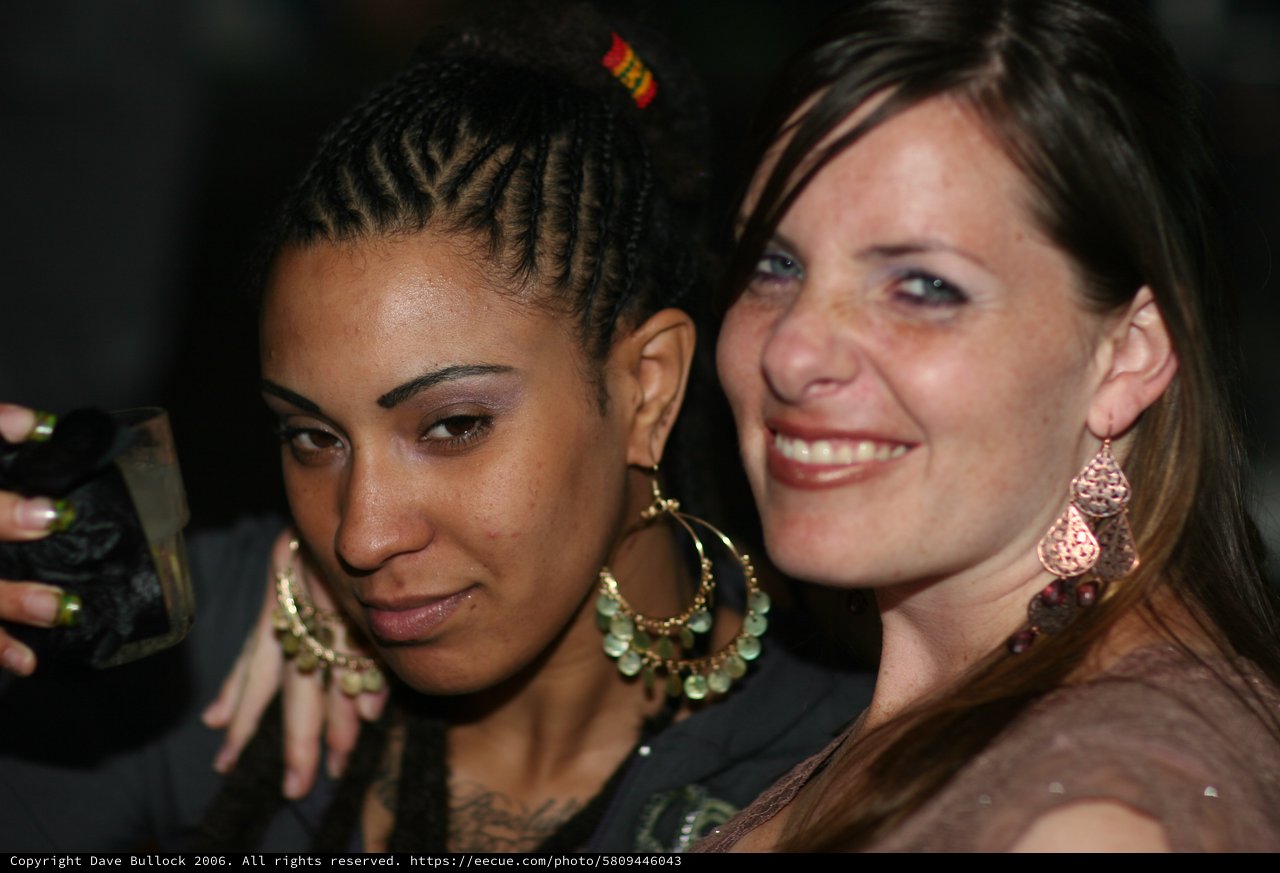 Two Friends Sharing a Moment at Nightclub Party