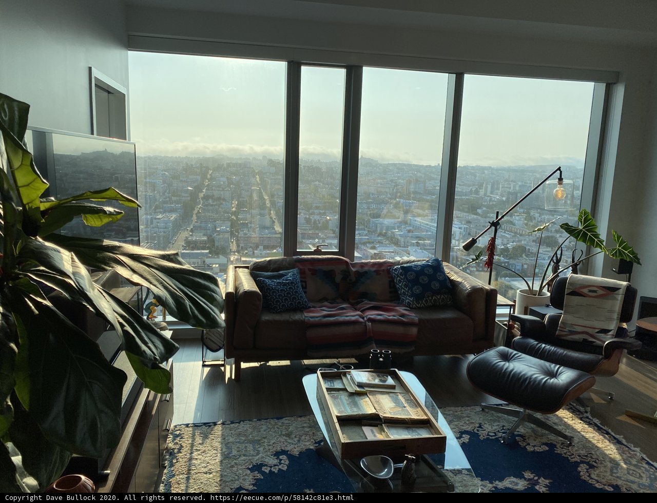 Contemporary Living Room with Cityscape View