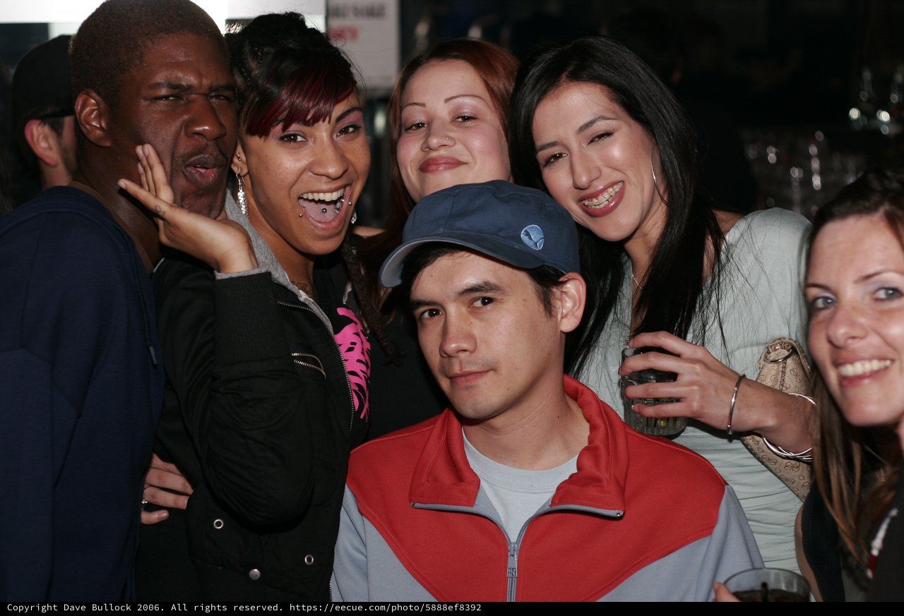 Friends Laughing Together at a Night Venue