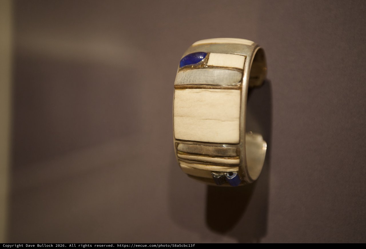 Native American Silver and Inlay Cuff Bracelet Display