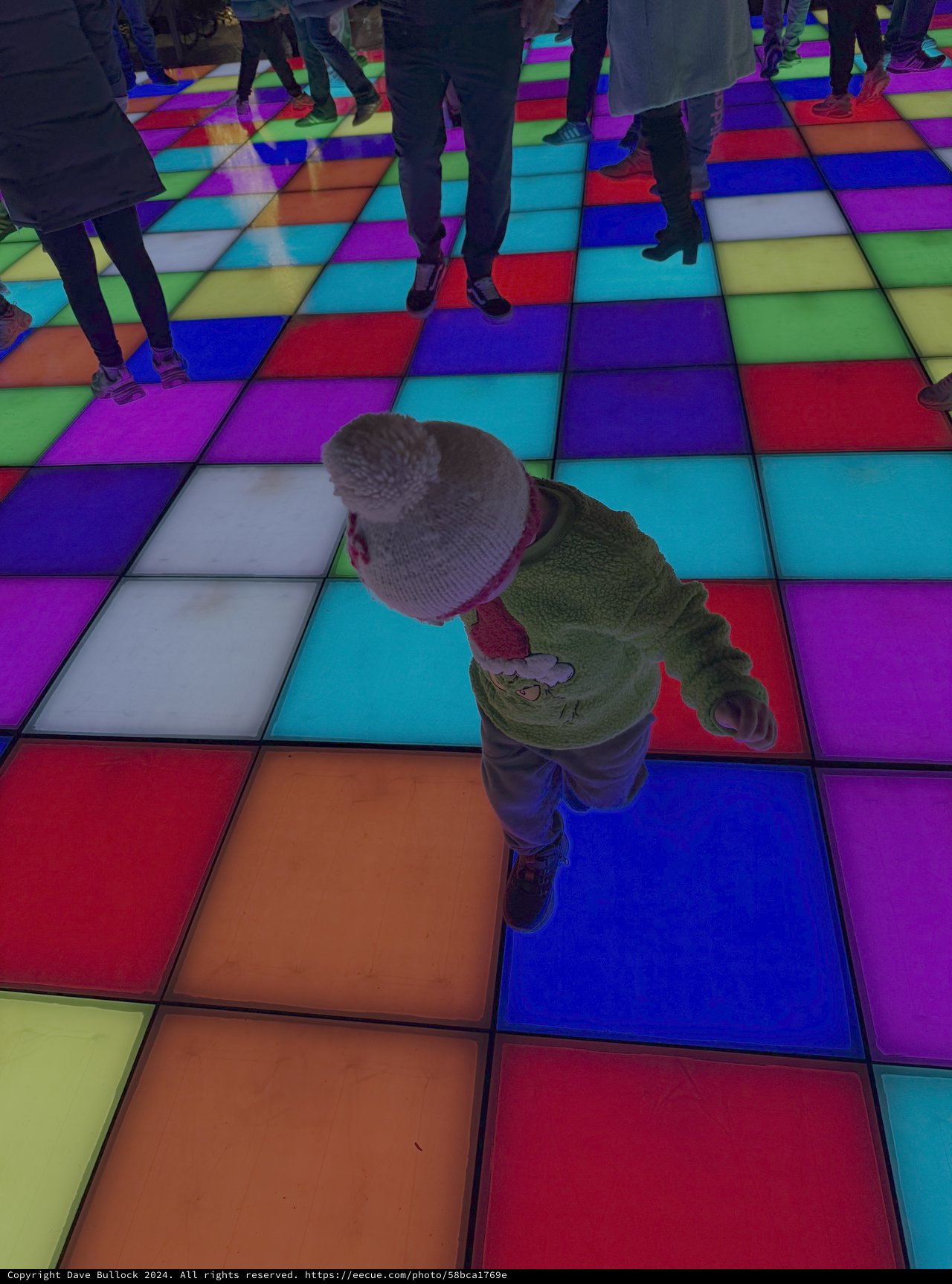 Child Playing on Interactive LED Light Floor
