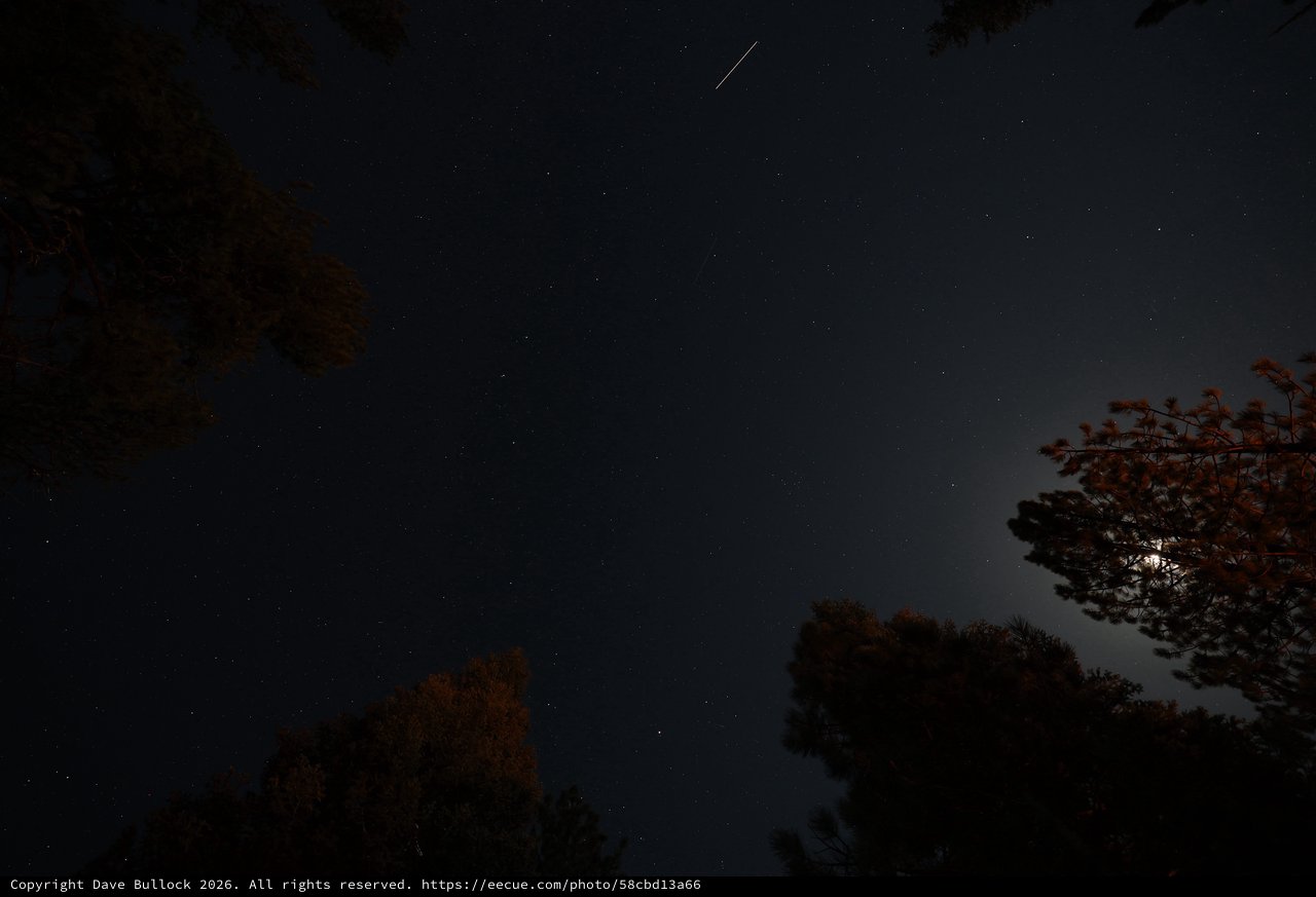 Meteor Streaks Over Mt. Lassen's Star-Filled Sky