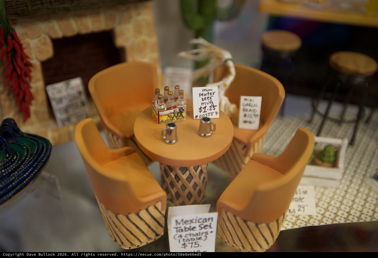 Miniature Mexican Patio Furniture Set with Tiny Beer Mugs