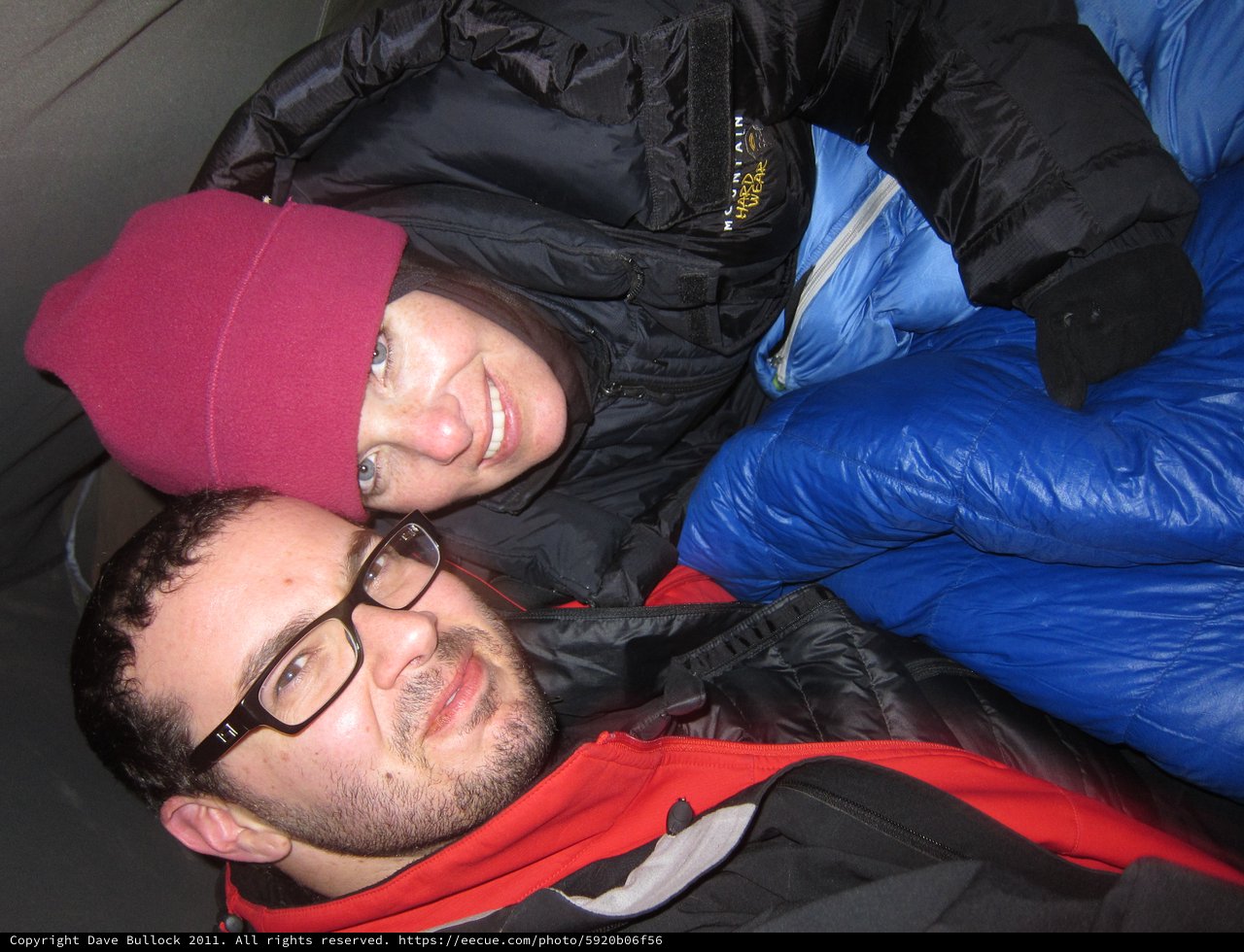 Cozy Couple Snuggled Together Inside Camping Tent