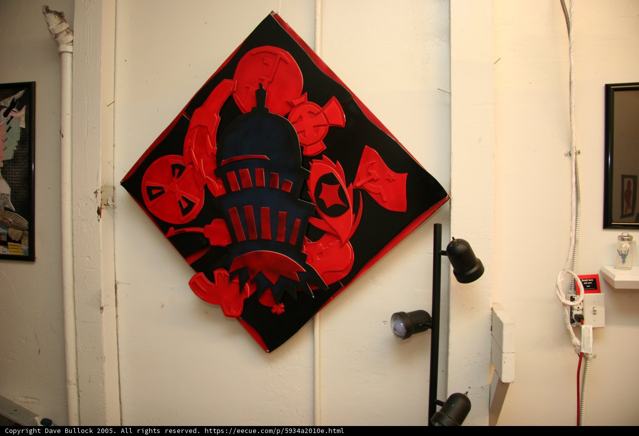 Red and Black Emblem Painting
