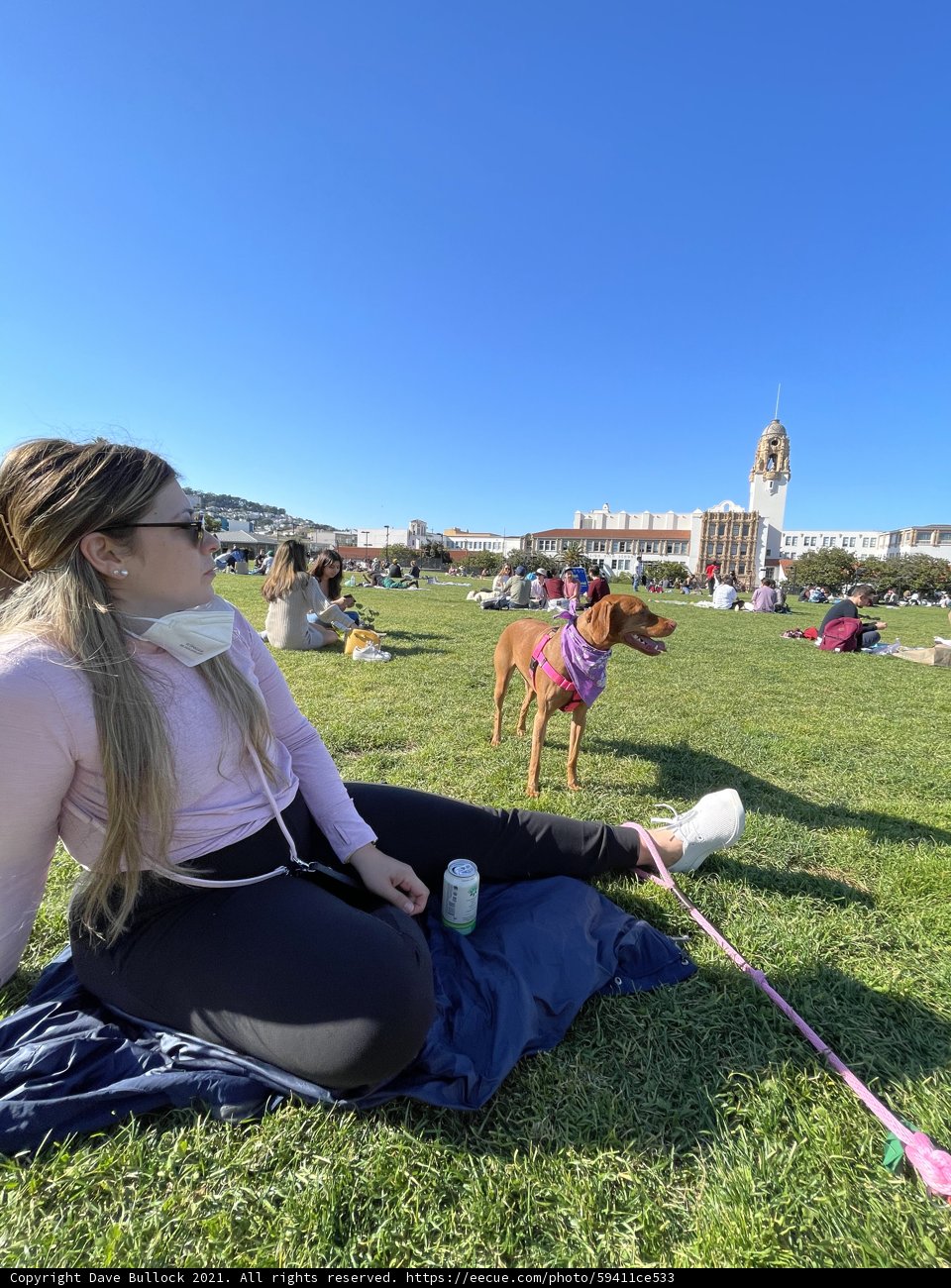 Relaxing with My Furry Friend at Mission Dolores Park