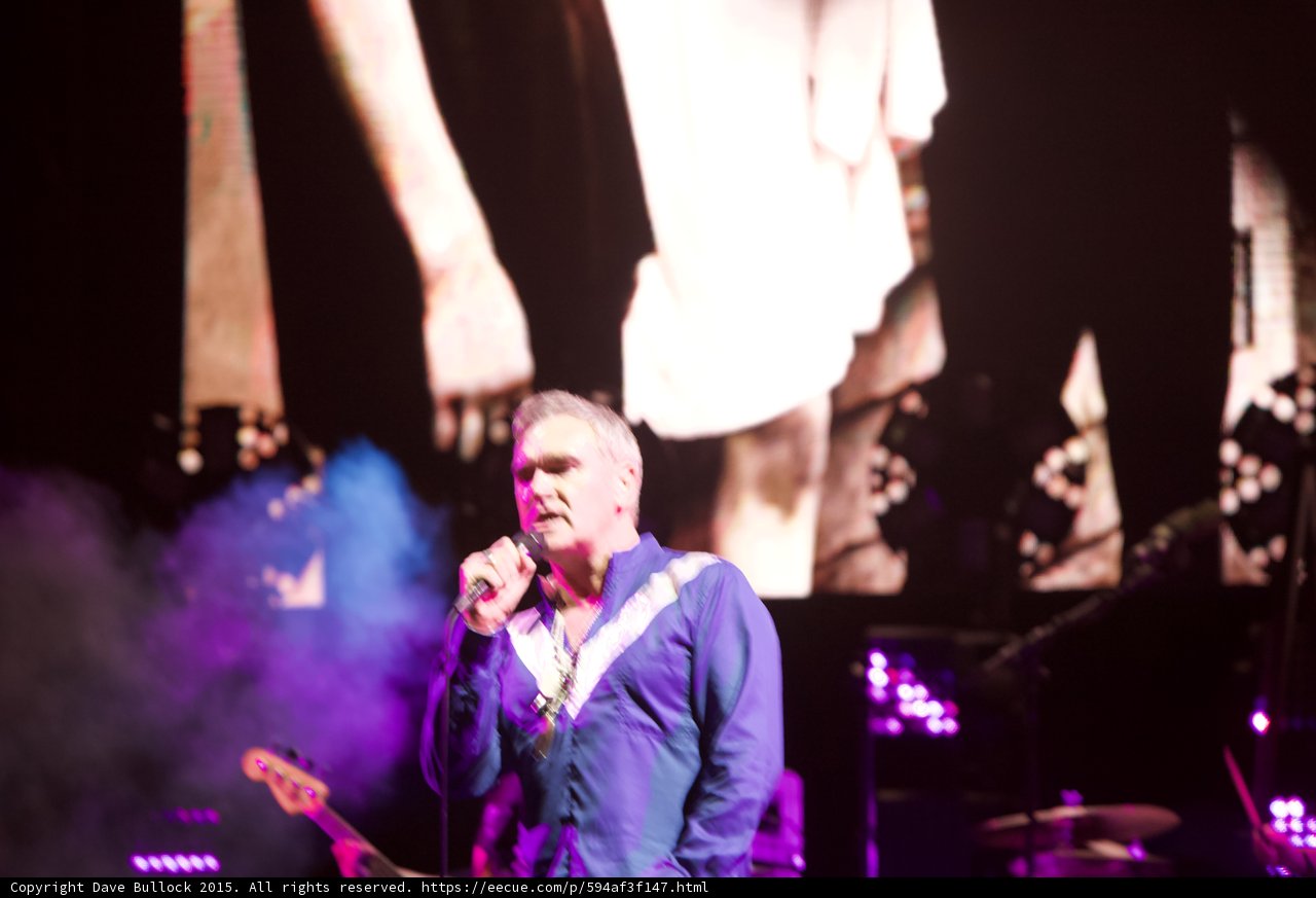 Morrissey Three Quarter Solemn Blue Shirt Smiths Dangling Hands Screen Blue Purple Smoke Bass Drums