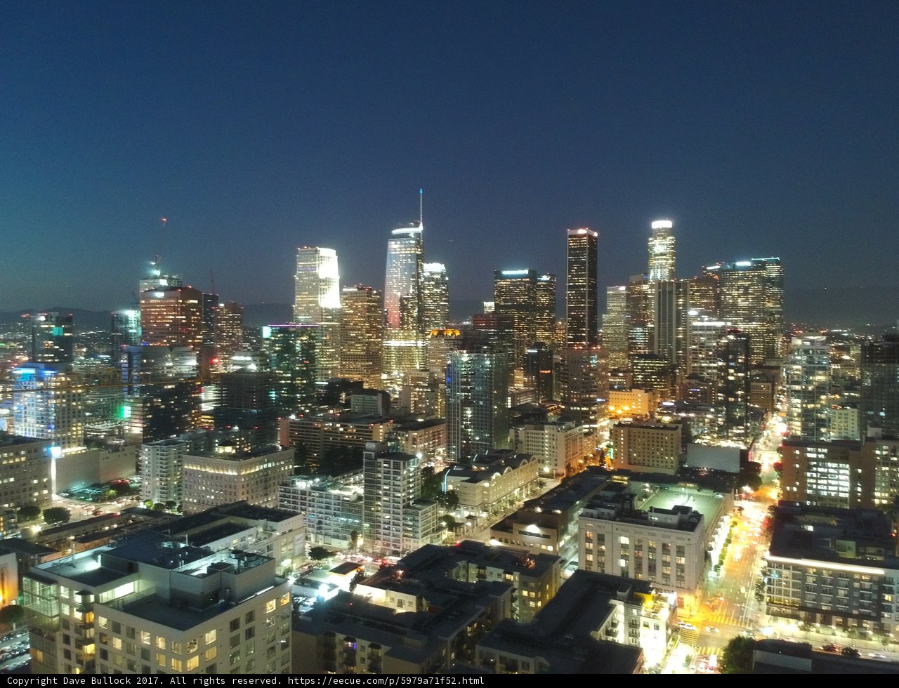 Nighttime City Skyline from Above