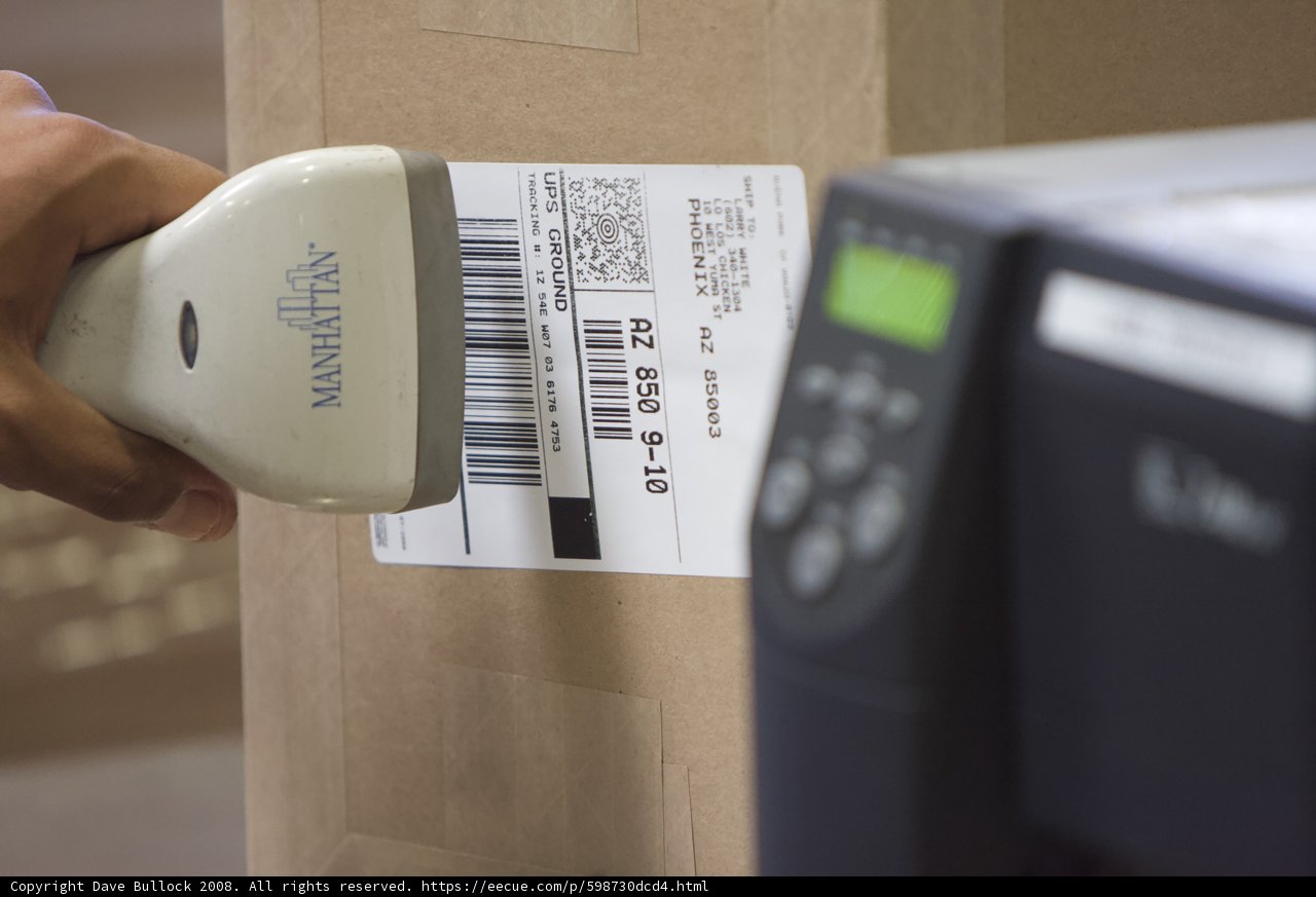 Scanning a Barcode on a Cardboard Box