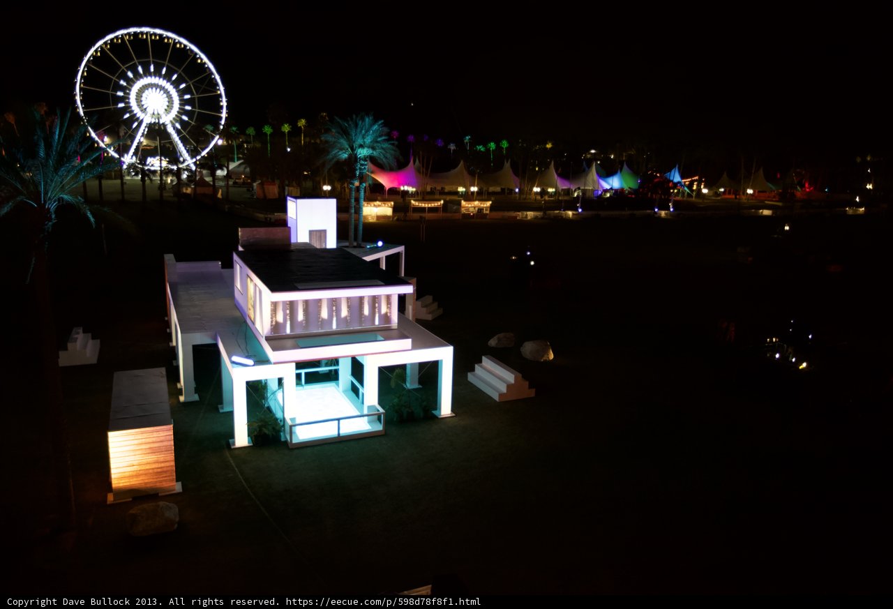 Illuminated Ferris Wheel in Coachella Night Sky