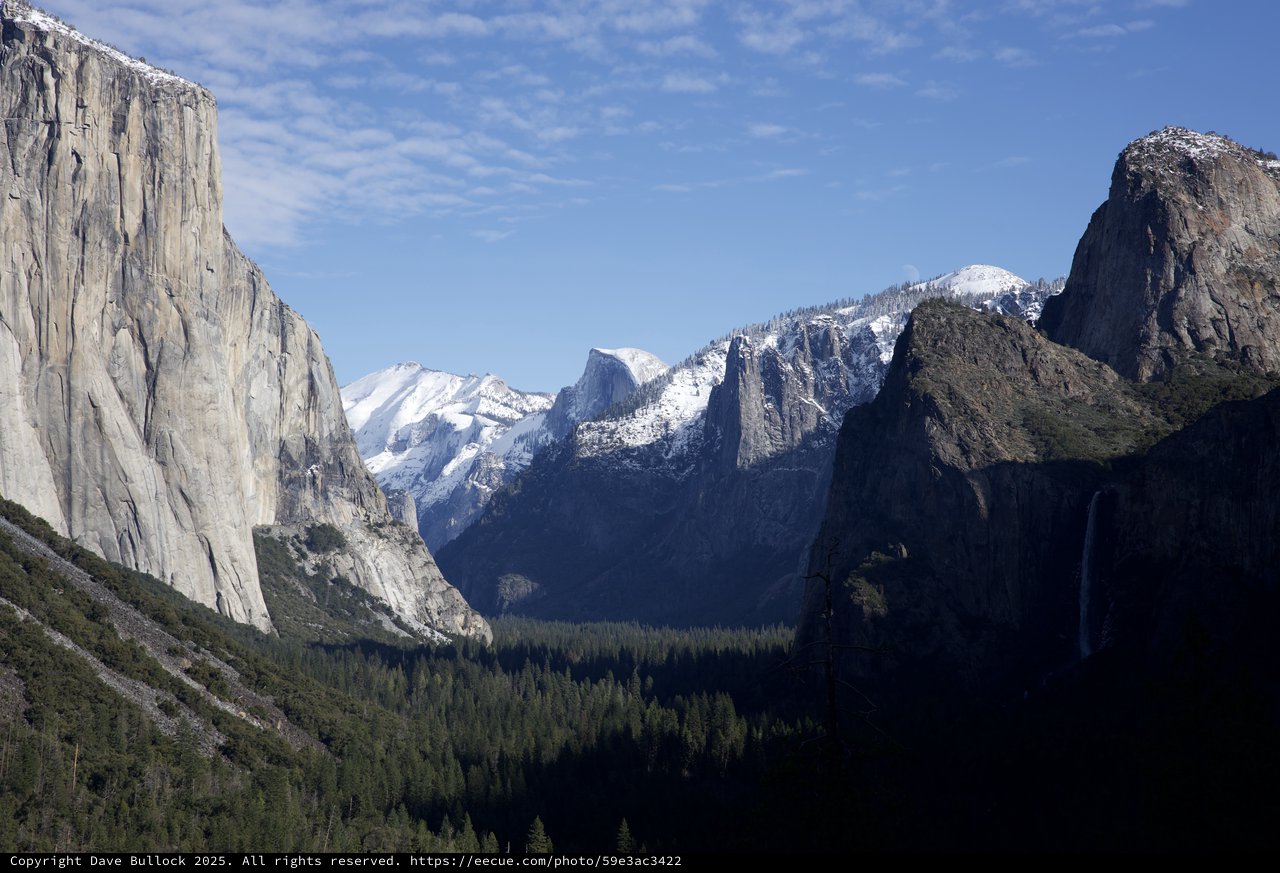 Yosemite Valley Winter Vista with Snow-Capped Peaks