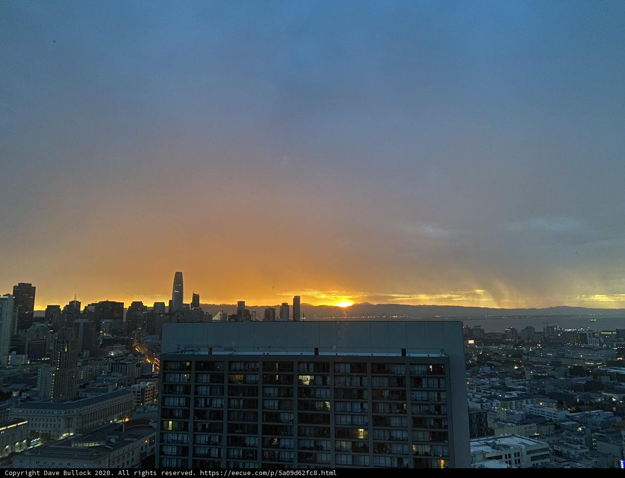 Radiant sunset illuminates San Francisco skyline