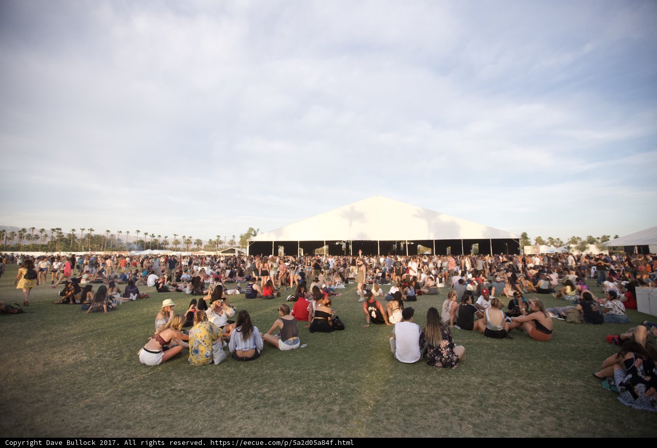 Coachella Crowd in the Cloudy Sky