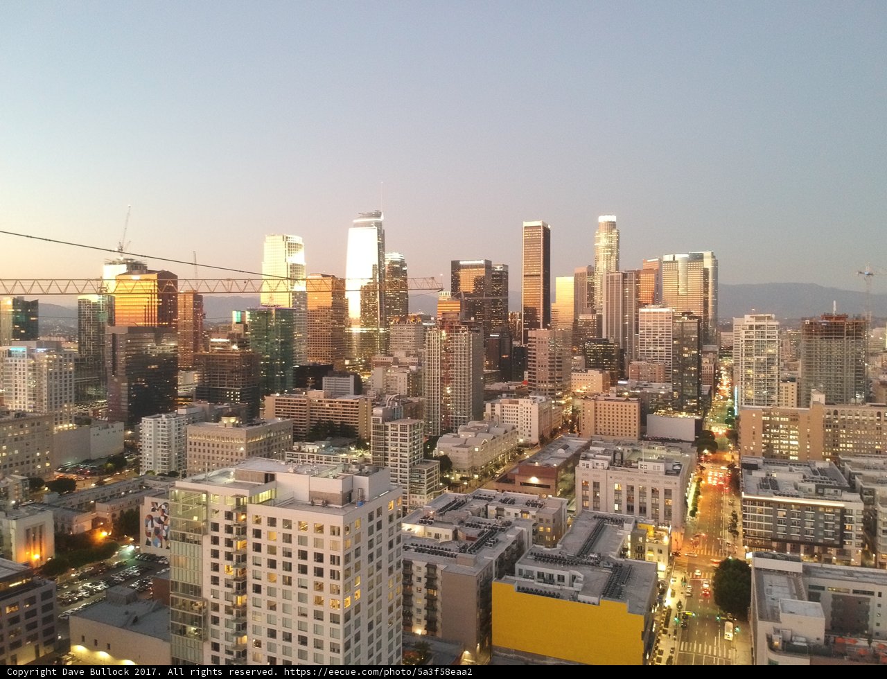 Spectacular Cityscape View from Top of a Building in LA