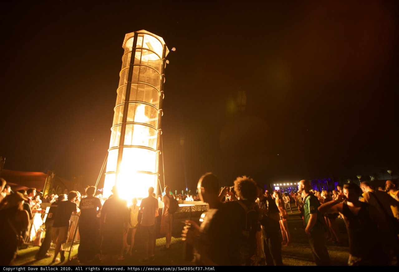 Nighttime Bonfire Vigil at Coachella Music Festival