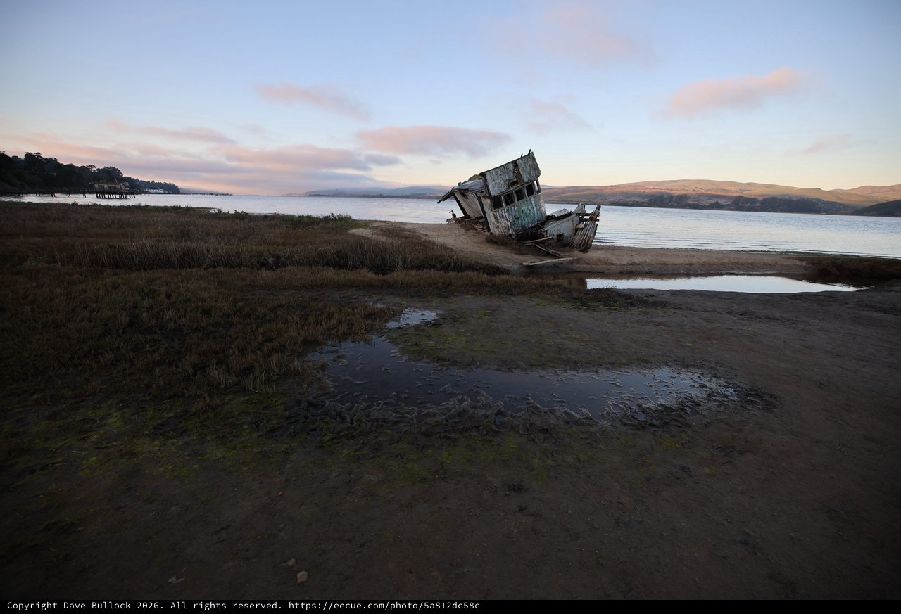 Abandoned Shipwreck at Sunset on Drakes Beach