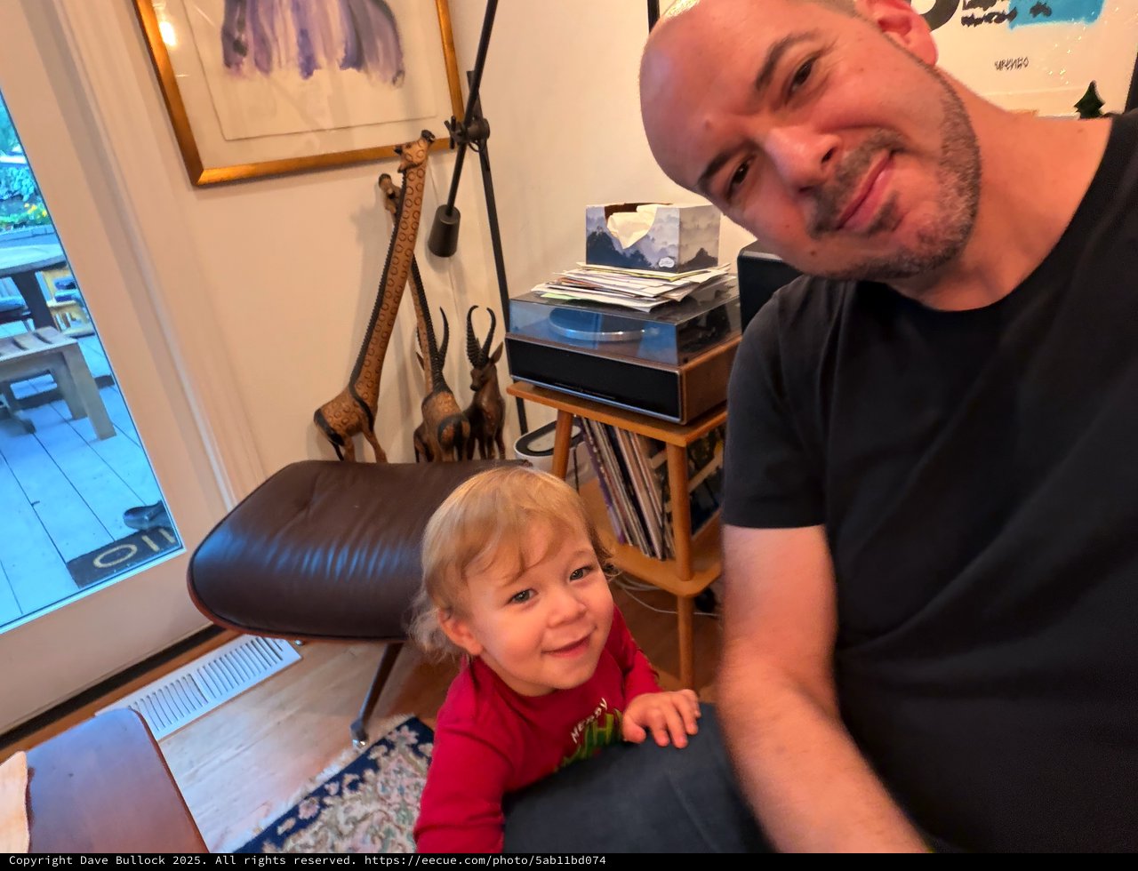 Father and Toddler Working from Home Together