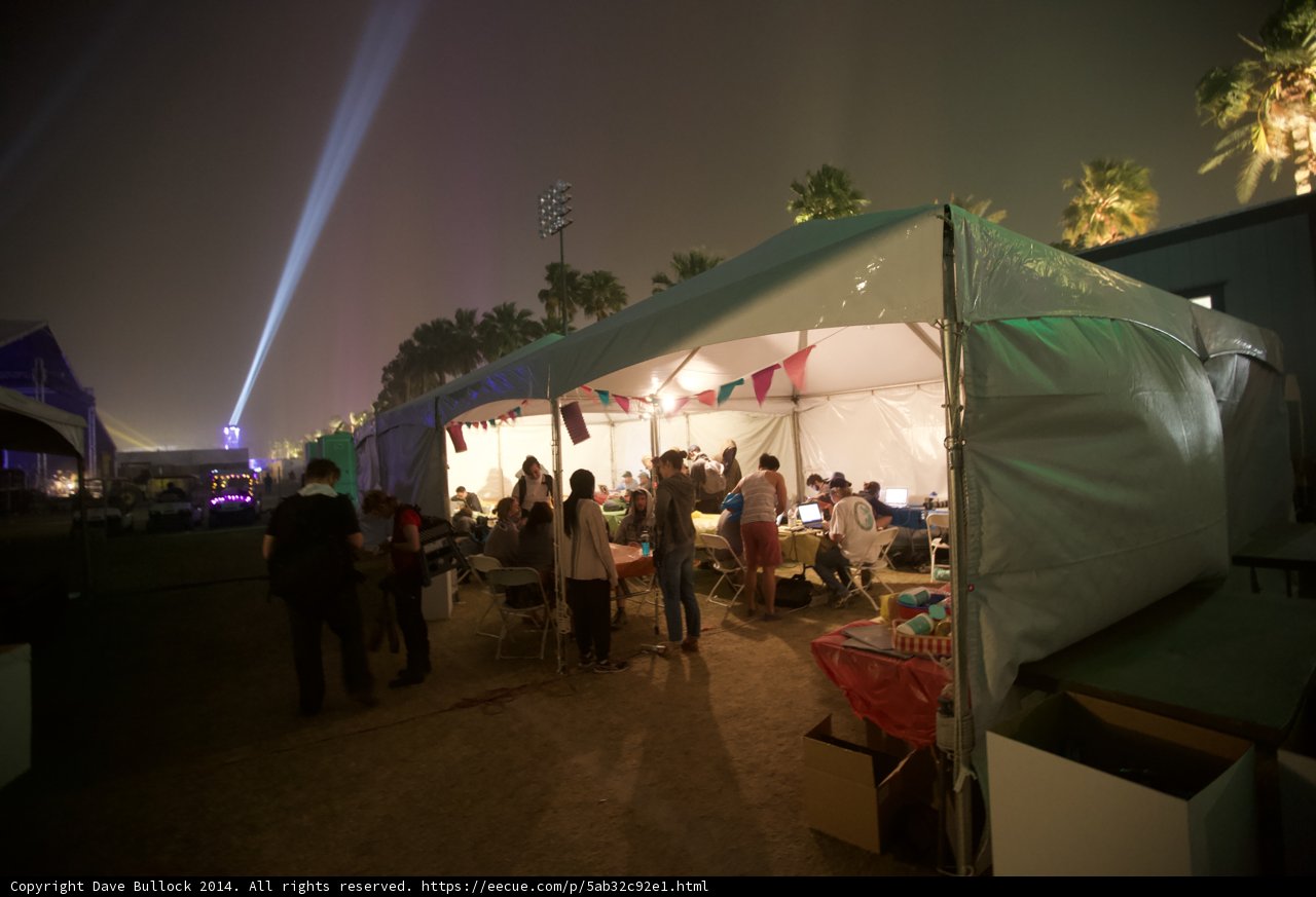 Nighttime Gathering at the Coachella Tent