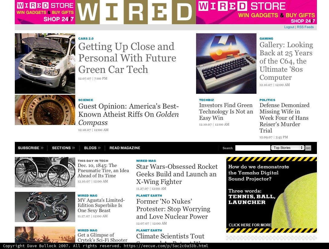 Wired Magazine Ad Featuring Tennis Ball and Car Wheel