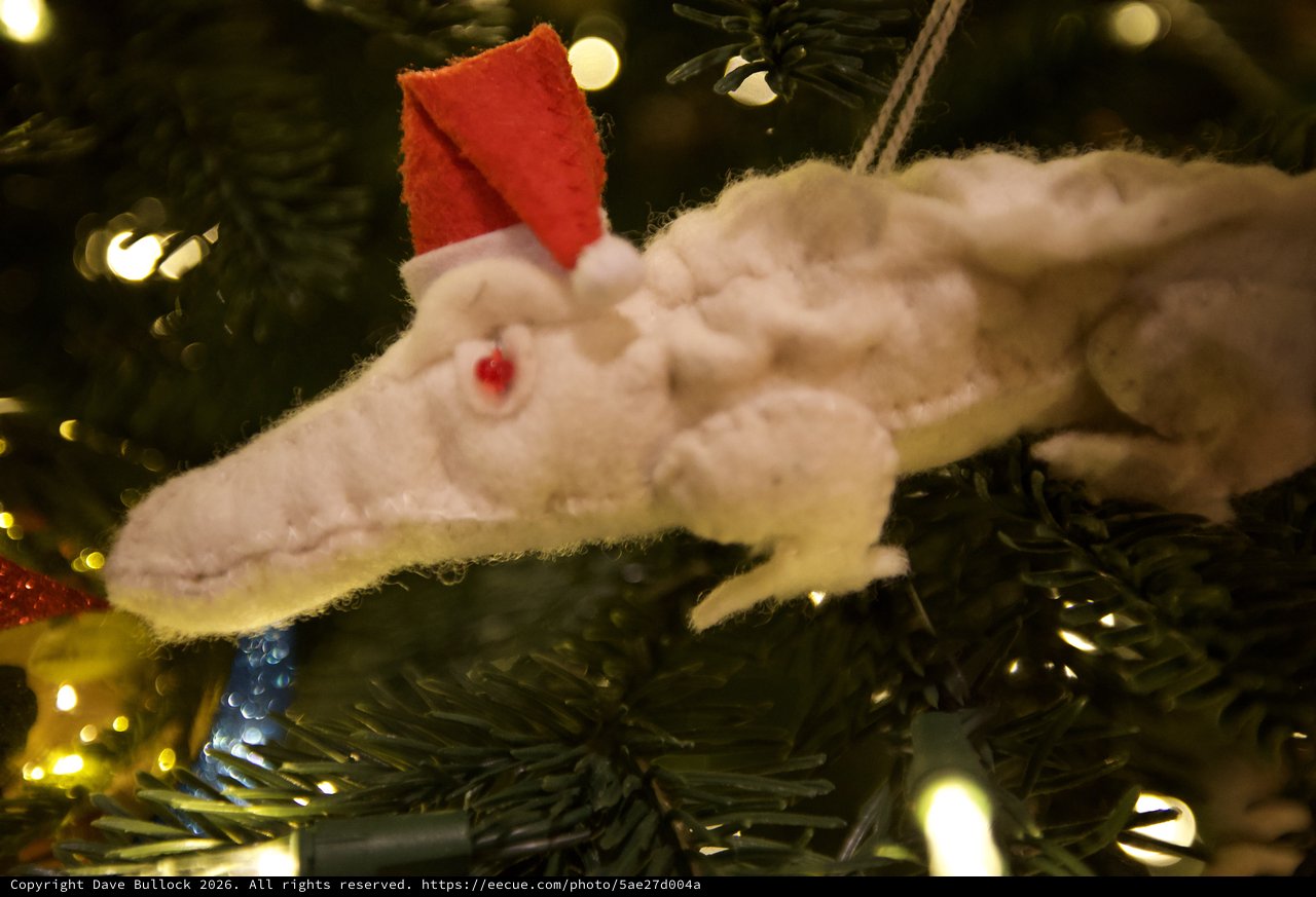 White Rat Christmas Ornament with Santa Hat