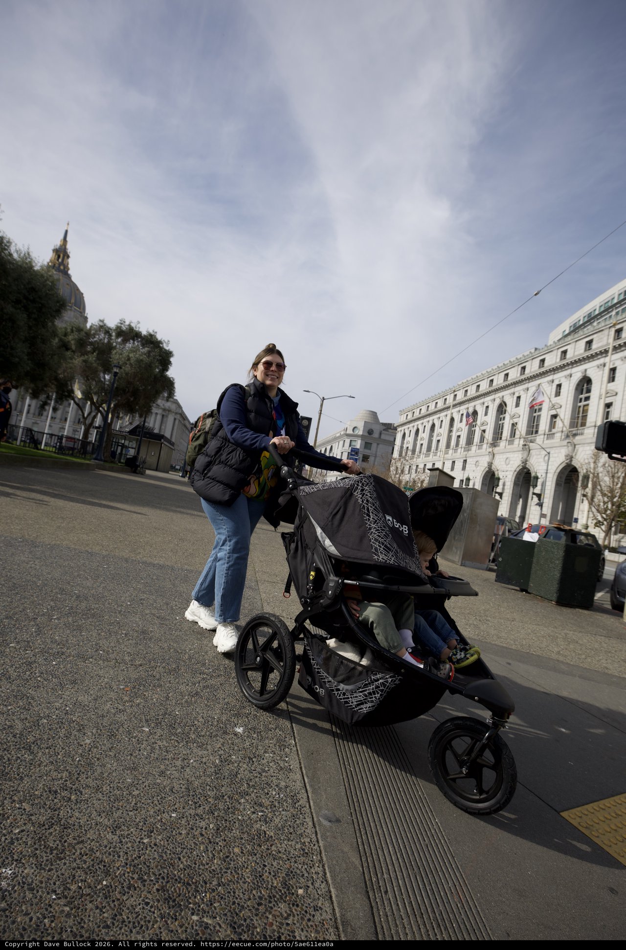 Mother with Stroller in San Francisco Civic Center