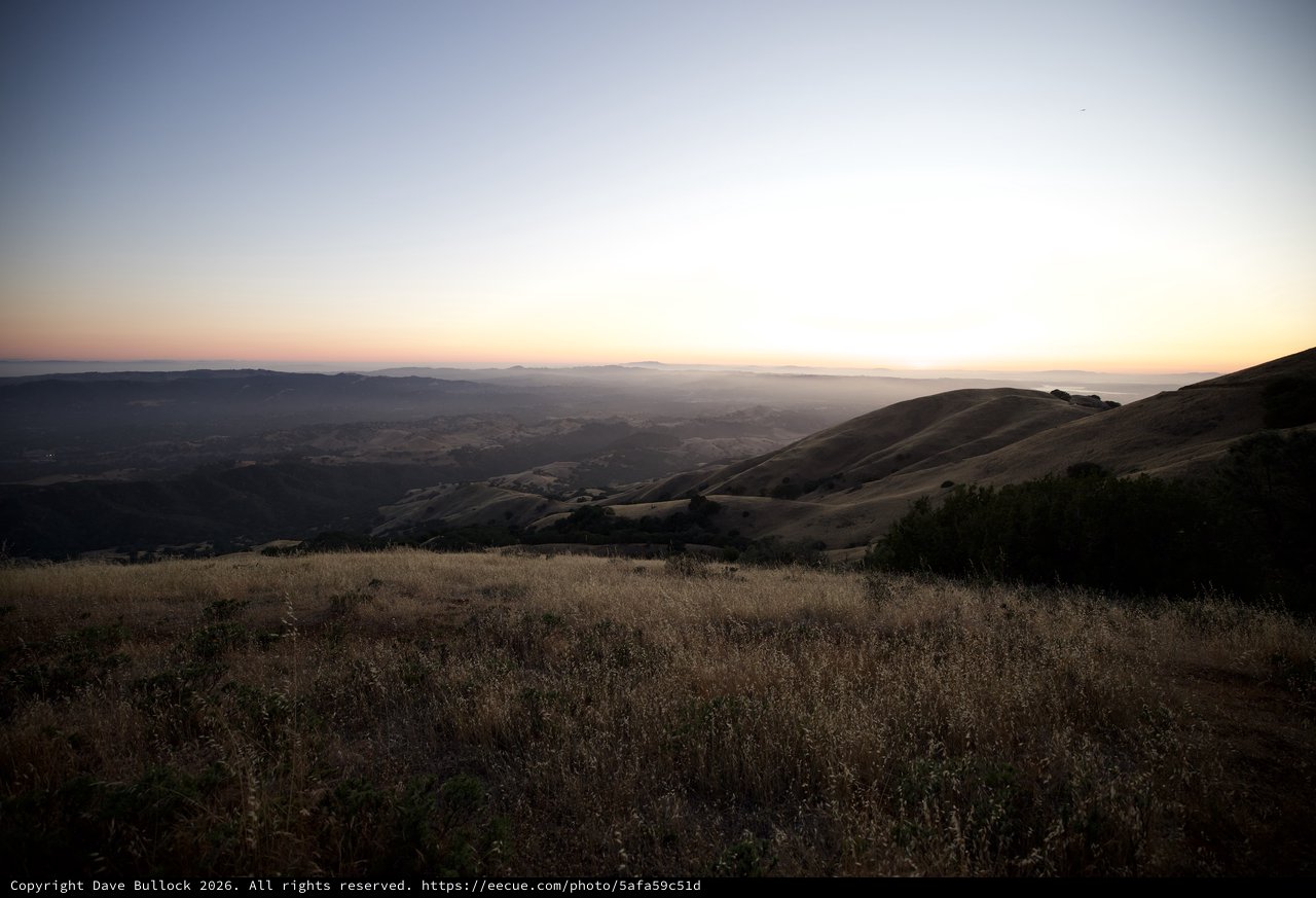 Golden Dusk Over Mount Diablo's Rolling Hills