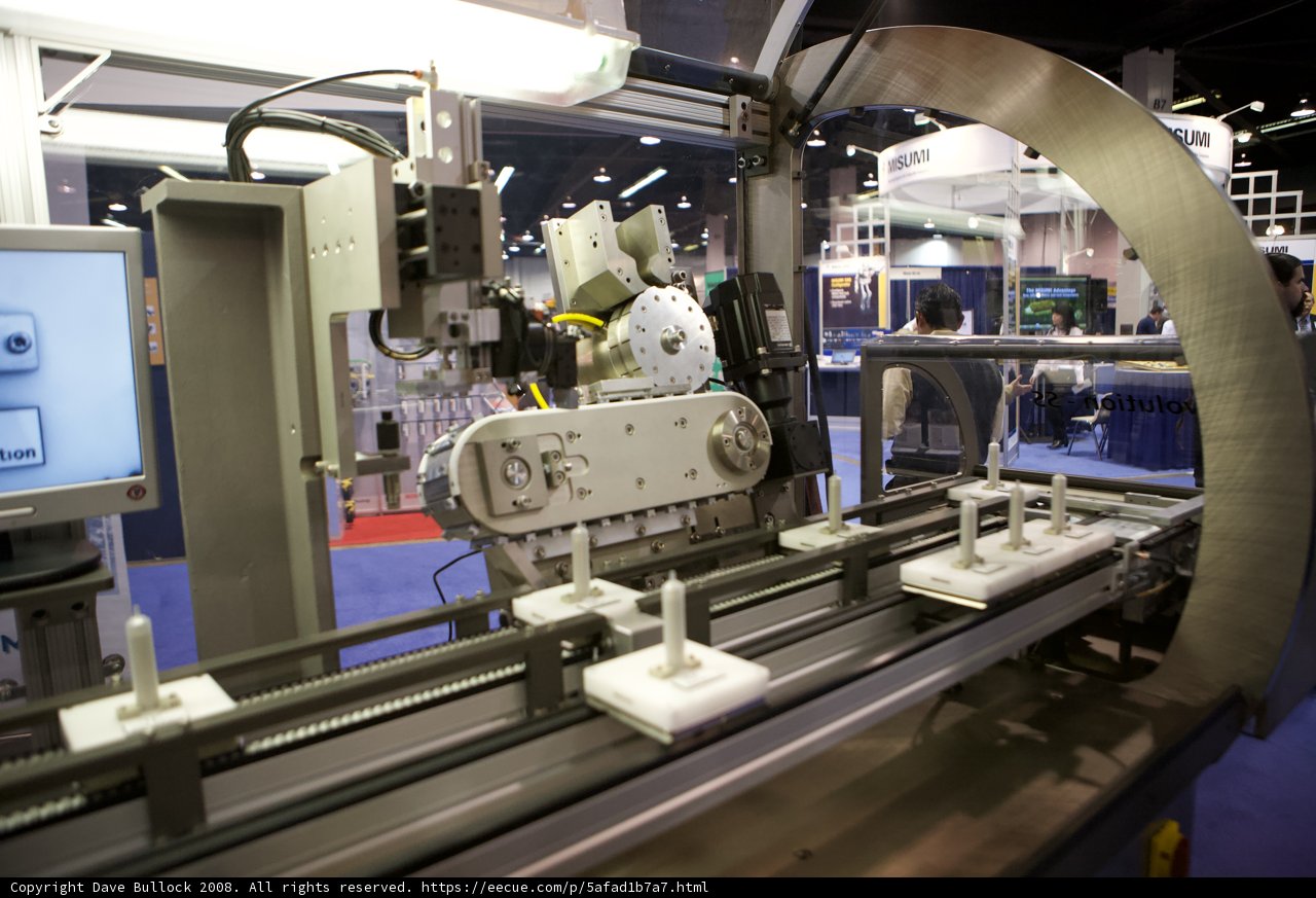Automated Machine Producing Shoes at the 2008 Robot Automation Show