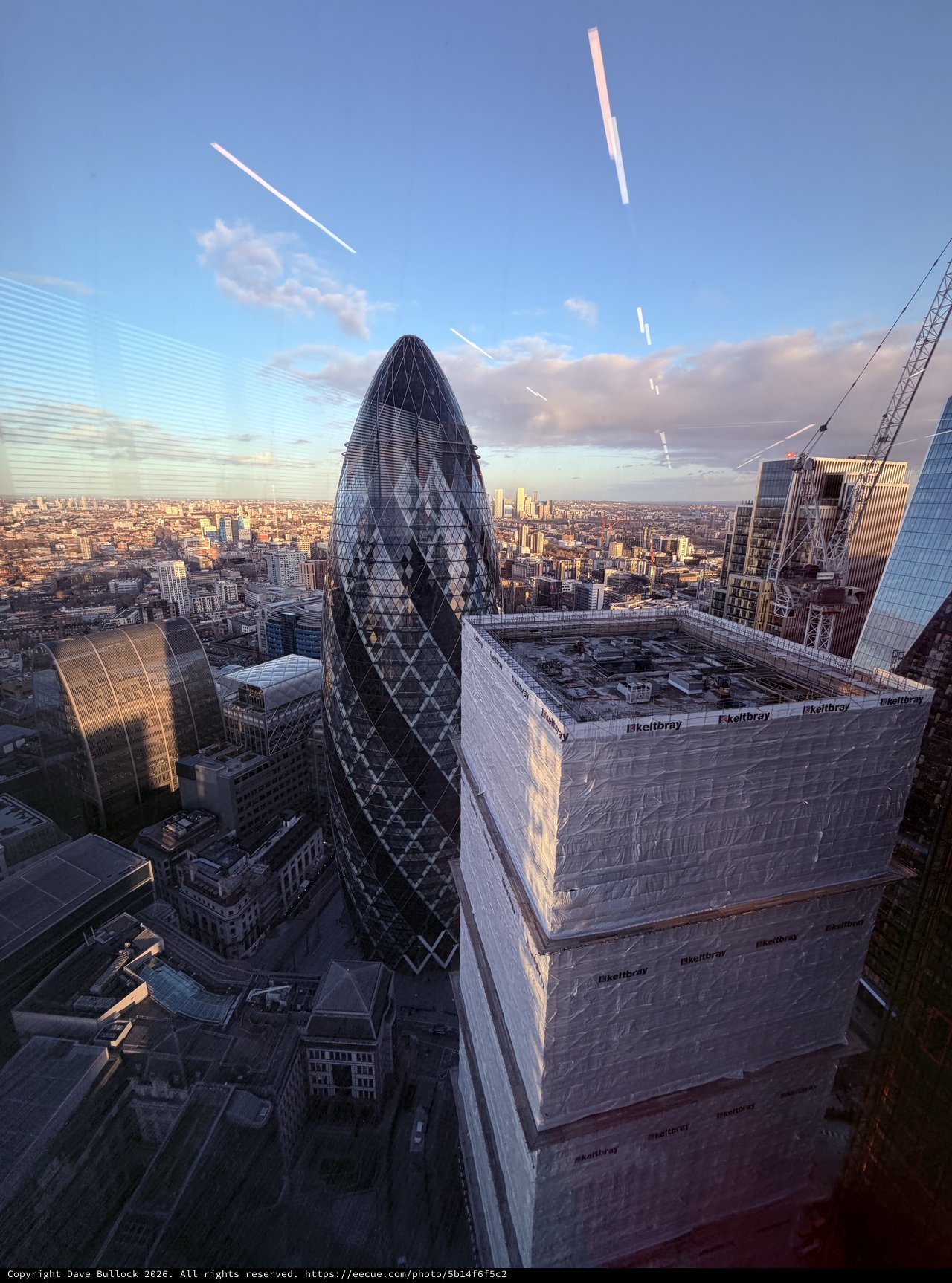 The Gherkin Tower at Golden Hour Over London Skyline