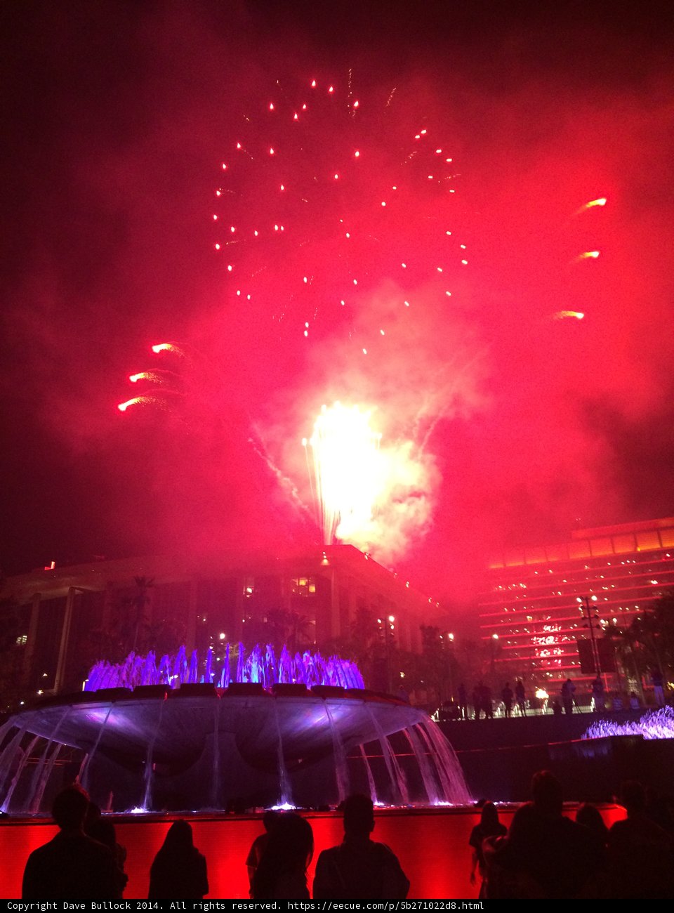 Fireworks Illuminate the Night Sky over Los Angeles Fountain