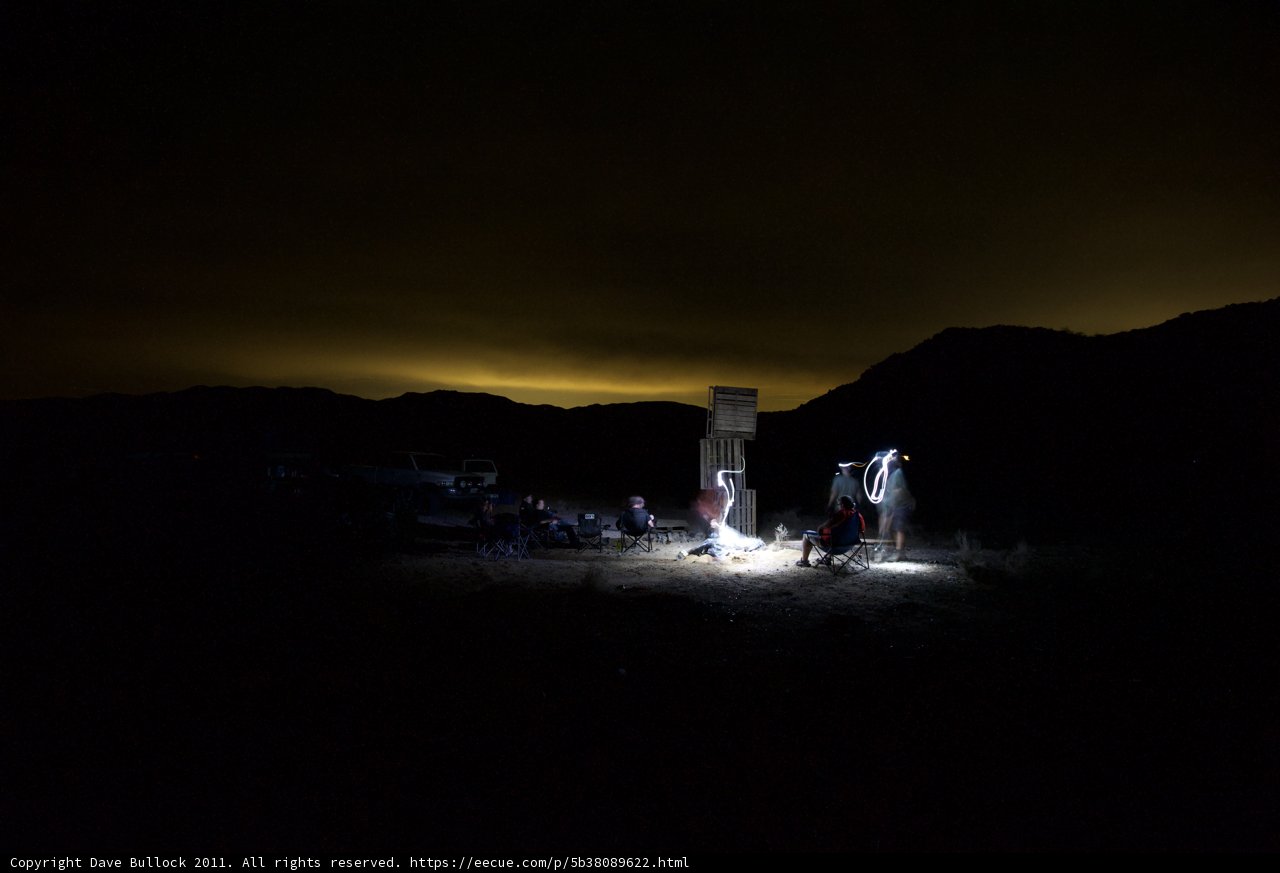Nighttime Campfire Gathering