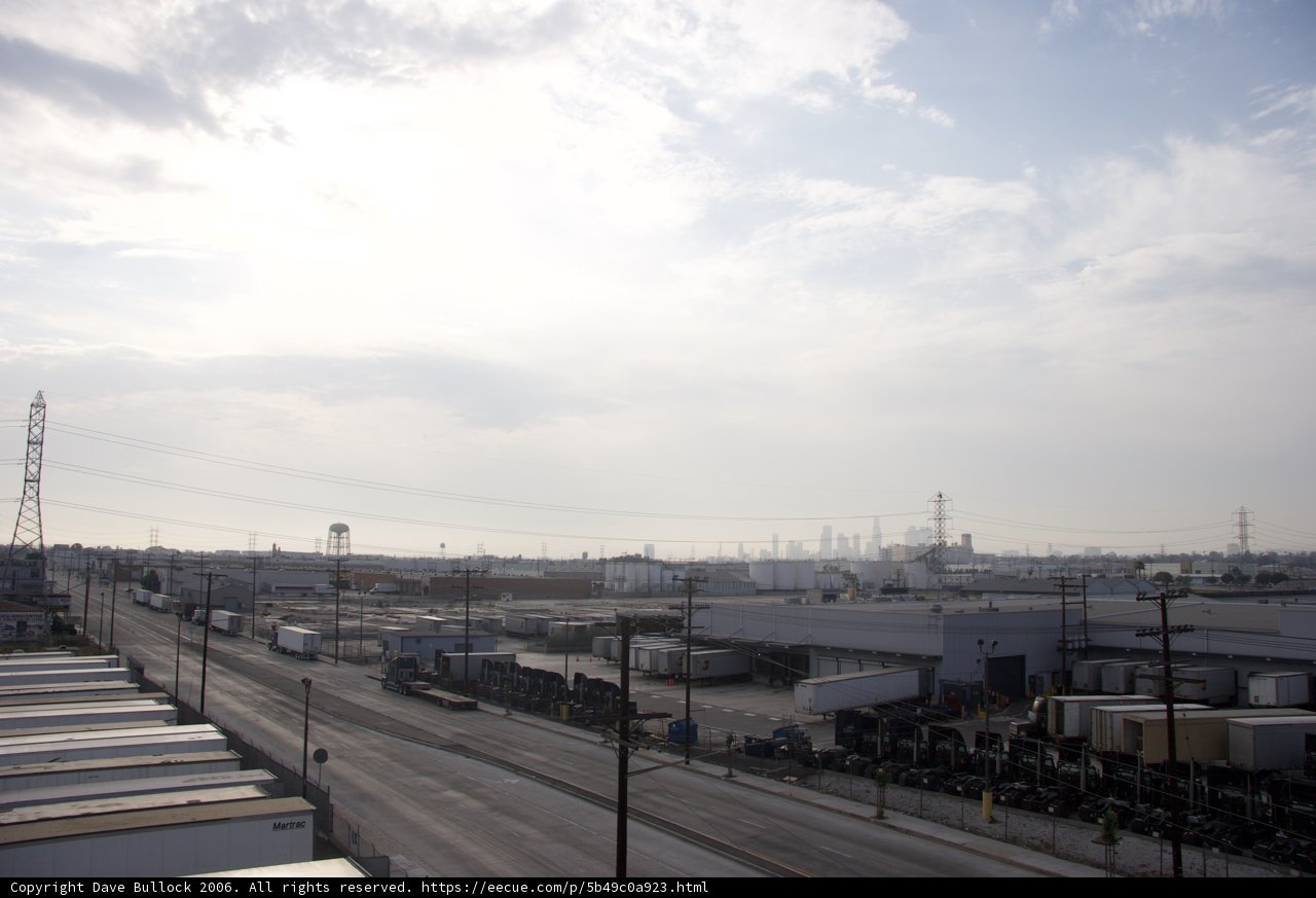 Busy City Street with Trucks