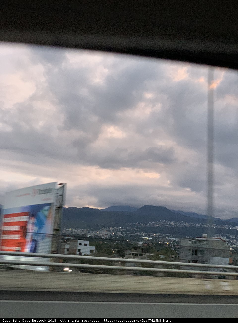 City skyline seen from a car