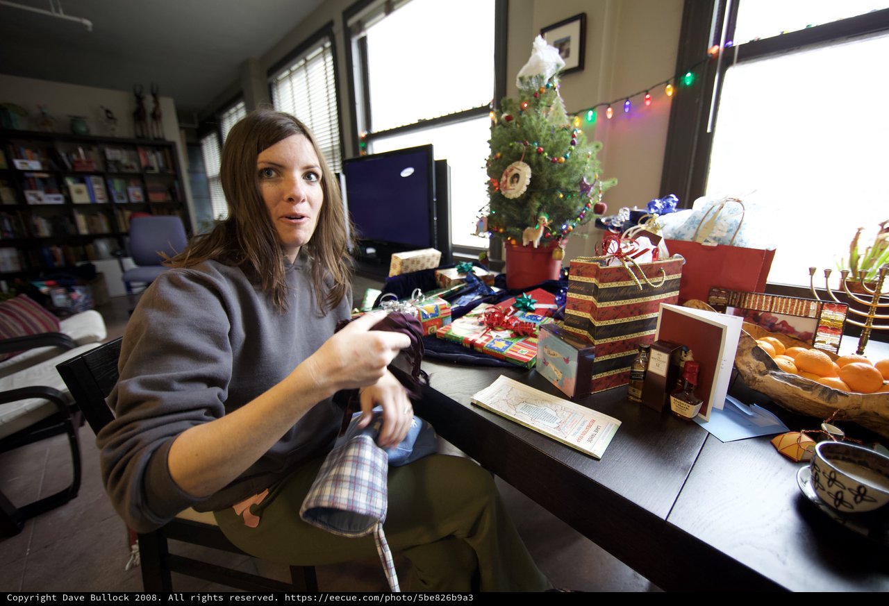 Christmas Morning Gift Opening in Cozy Home