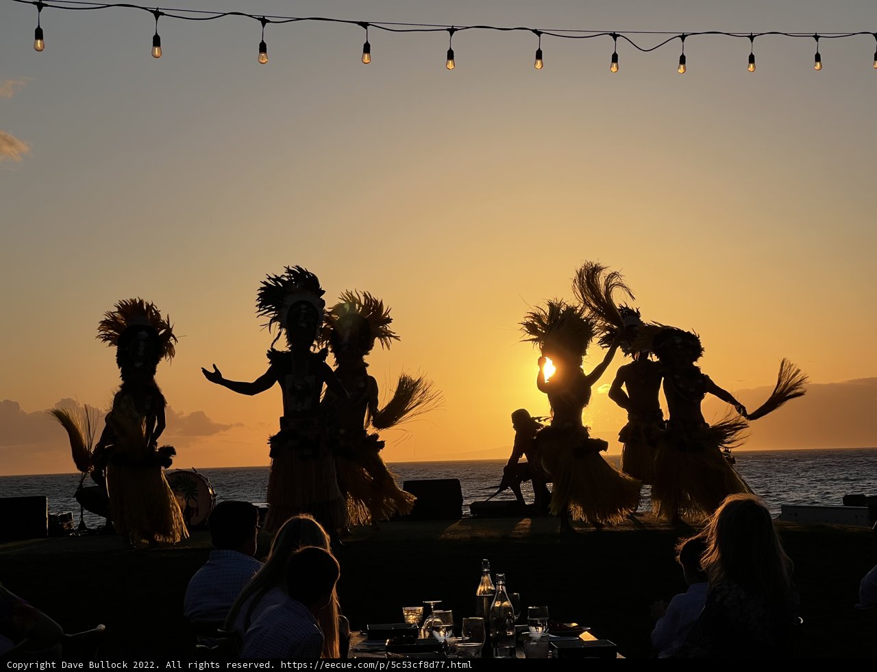 Sunset Hula Performance at a Hawaiian Restaurant