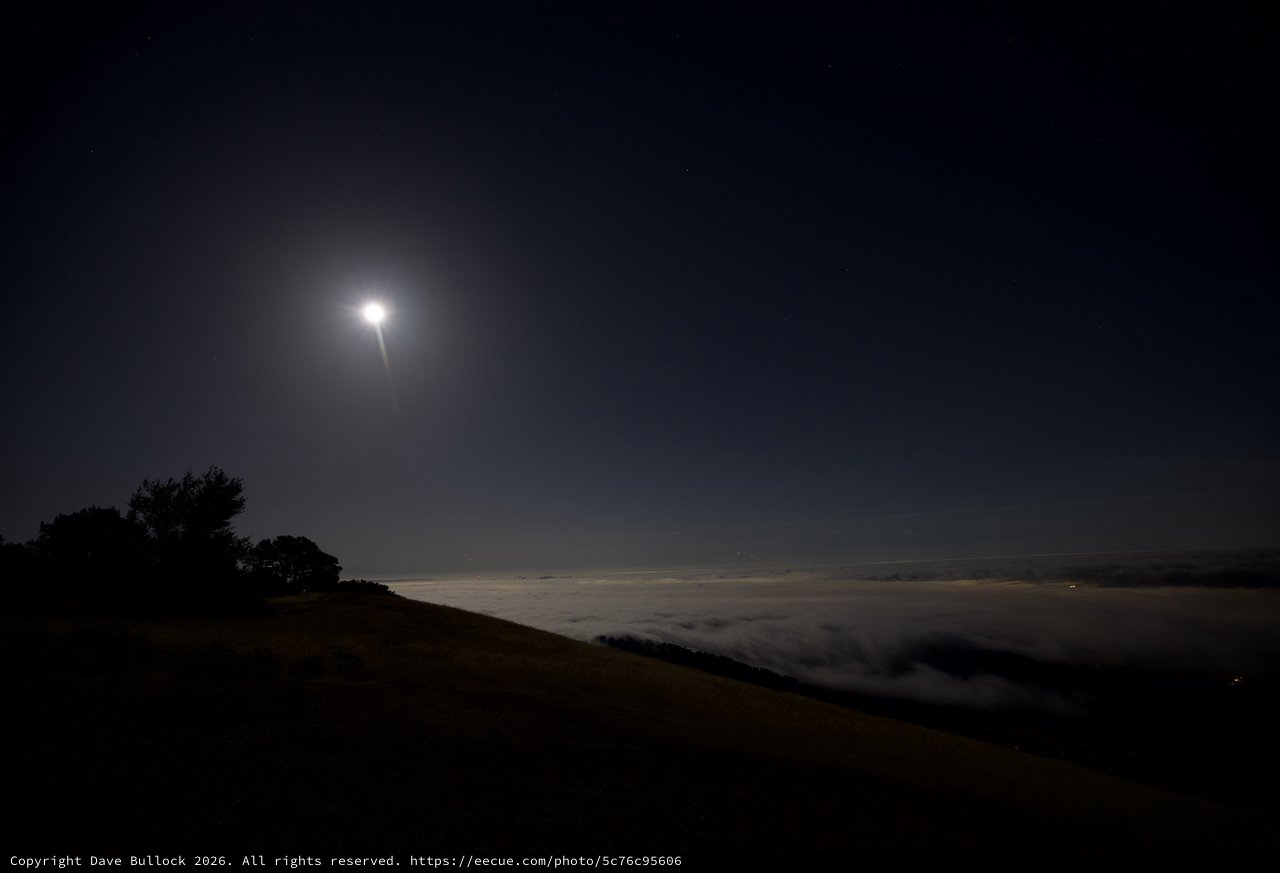 Moonlit Sea of Fog Over Mount Diablo