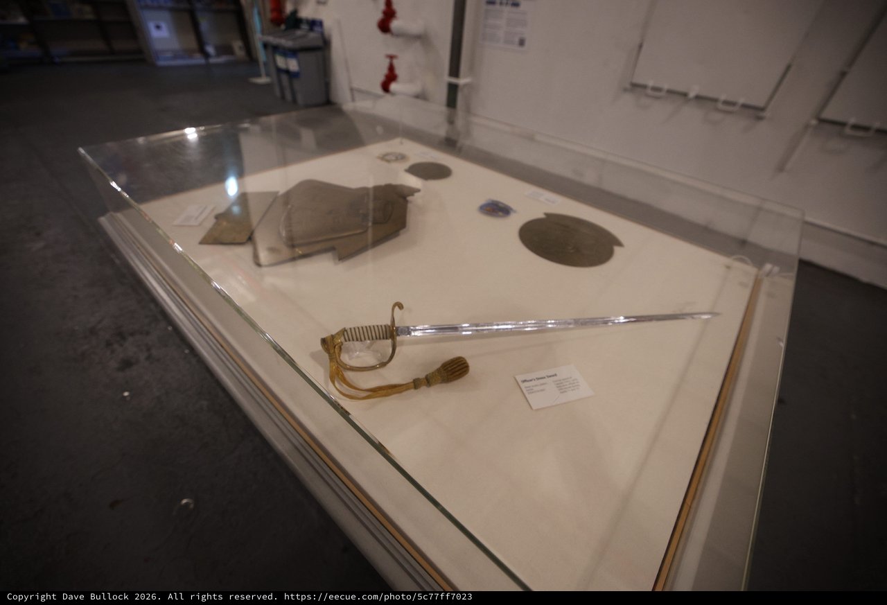 Historic Military Sword Display in Museum Case
