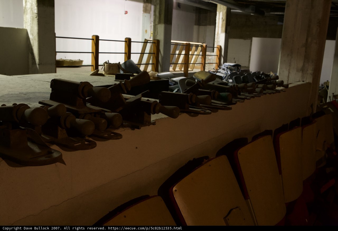 Shoe display in auditorium