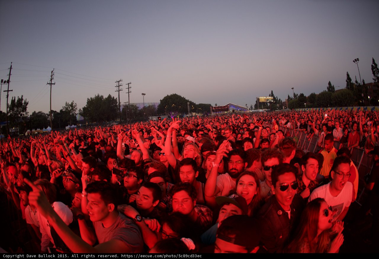 Excited Woman in Crowd