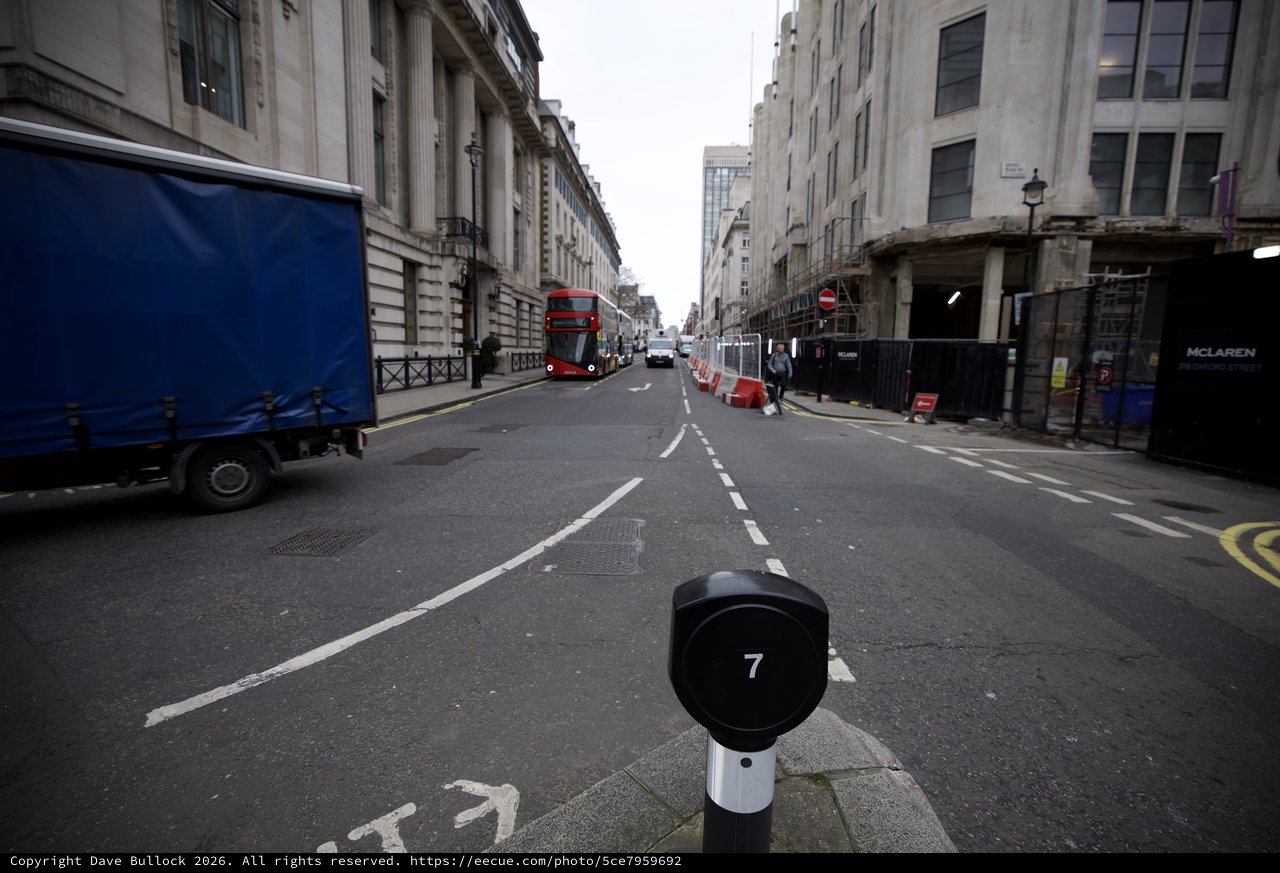Bollard Number Seven on London Street Construction Zone
