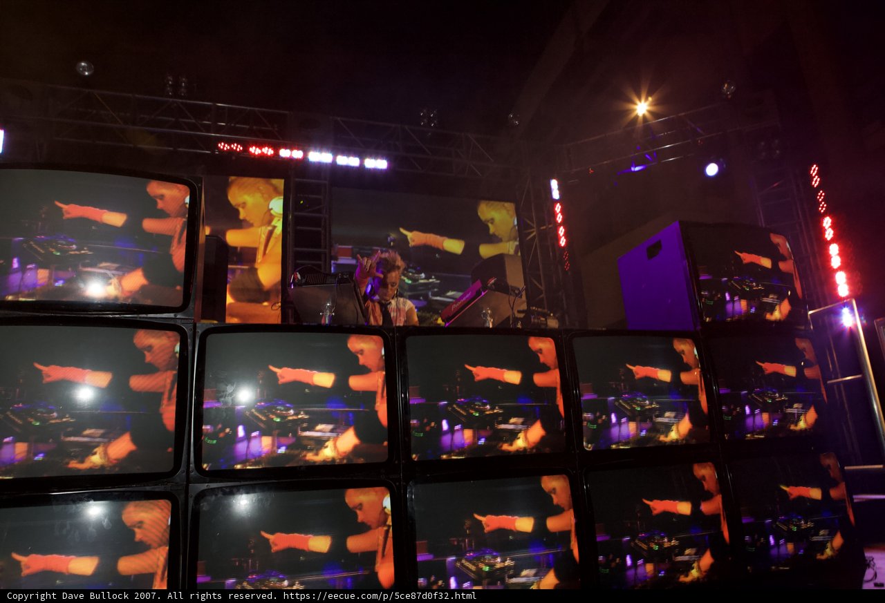 Electronic Dance Concert with a Big TV Screen