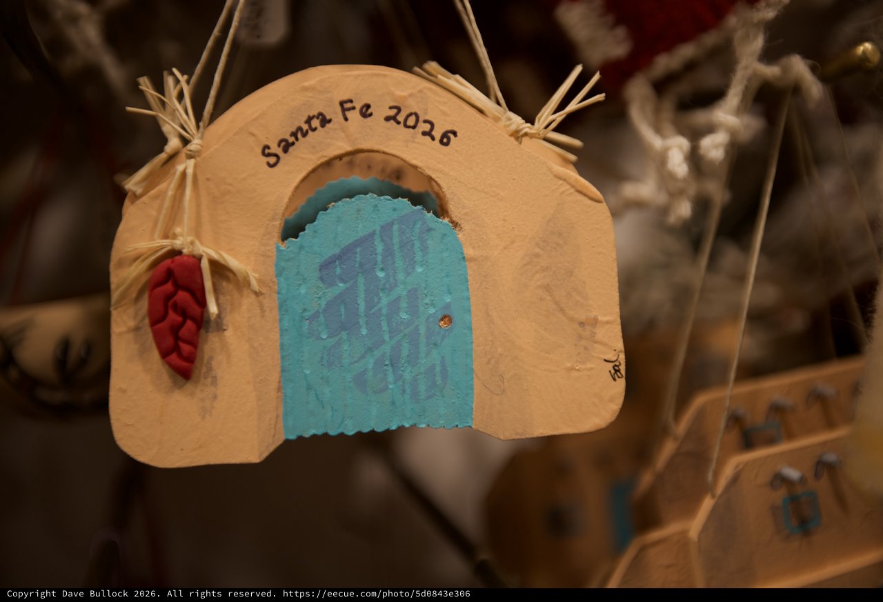 Handcrafted Santa Fe Adobe Ornament with Turquoise Door