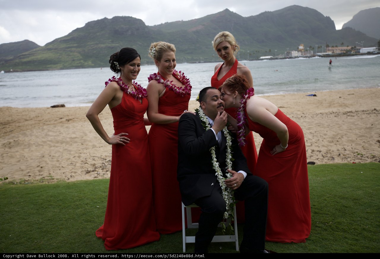 A Romantic Moment in Red Dresses